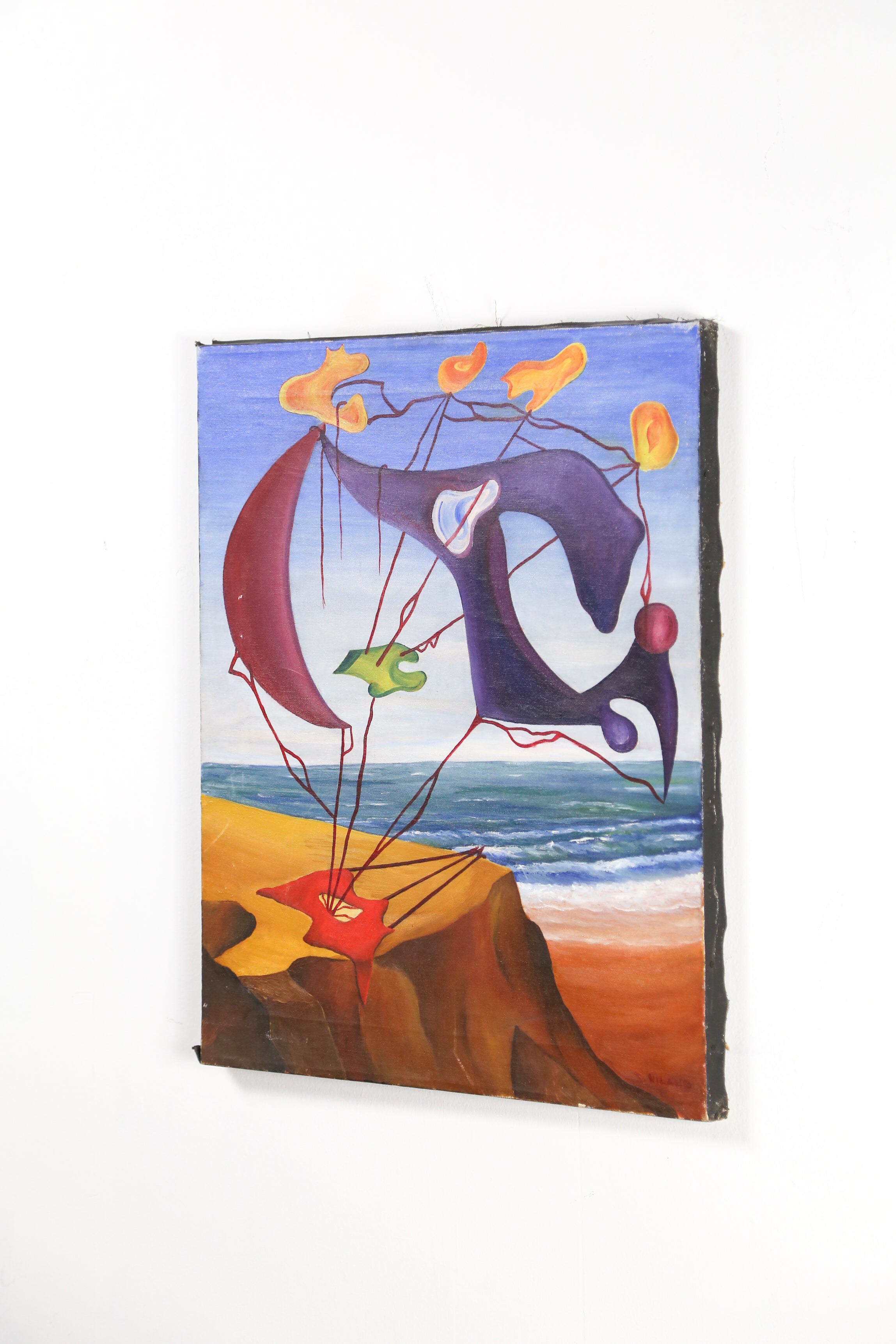 Abstract Surrealist Painting by D. Niland (1950) / D.ニランド 1950年作 抽象シュルレアリスム 絵画