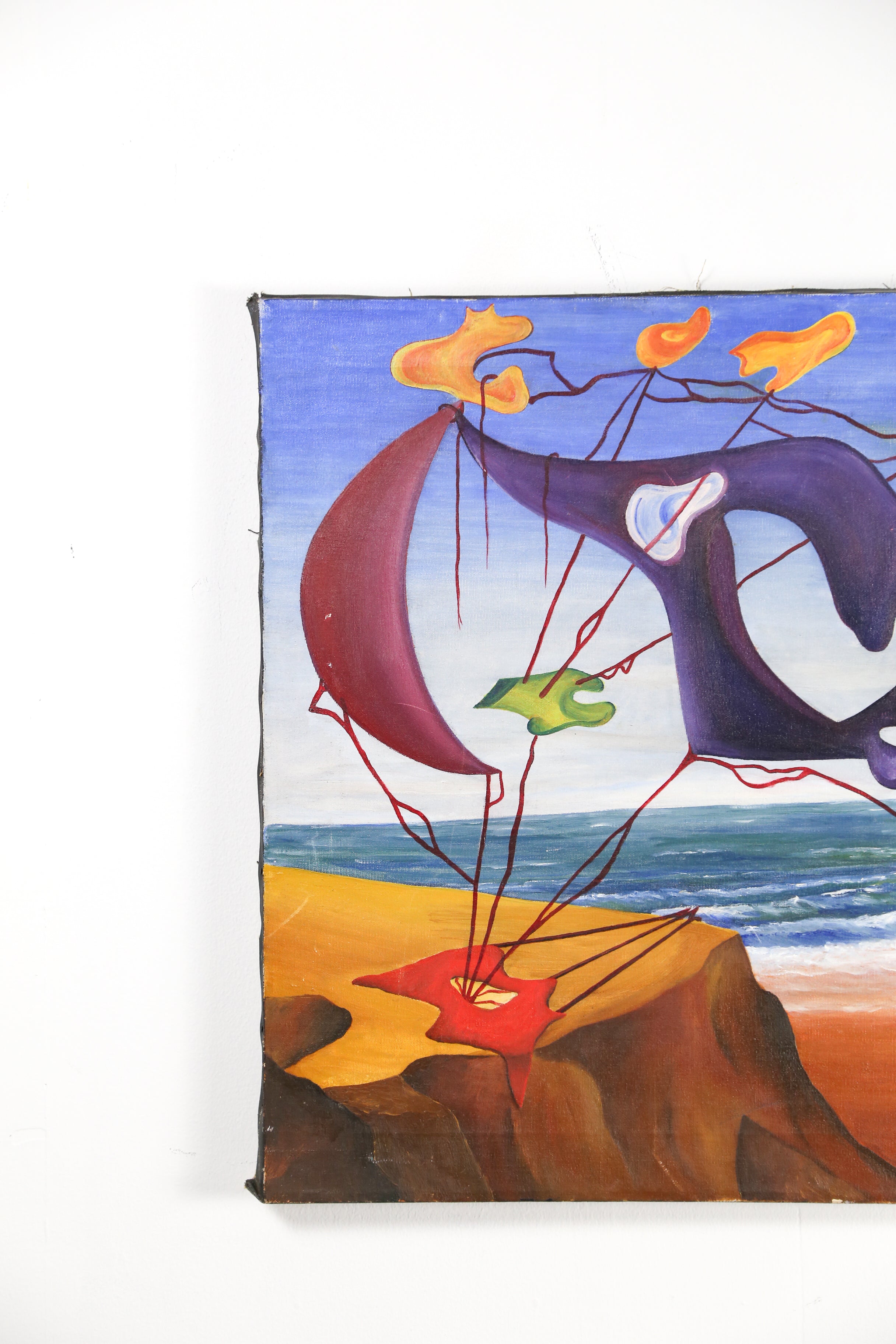 Abstract Surrealist Painting by D. Niland (1950) / D.ニランド 1950年作 抽象シュルレアリスム 絵画