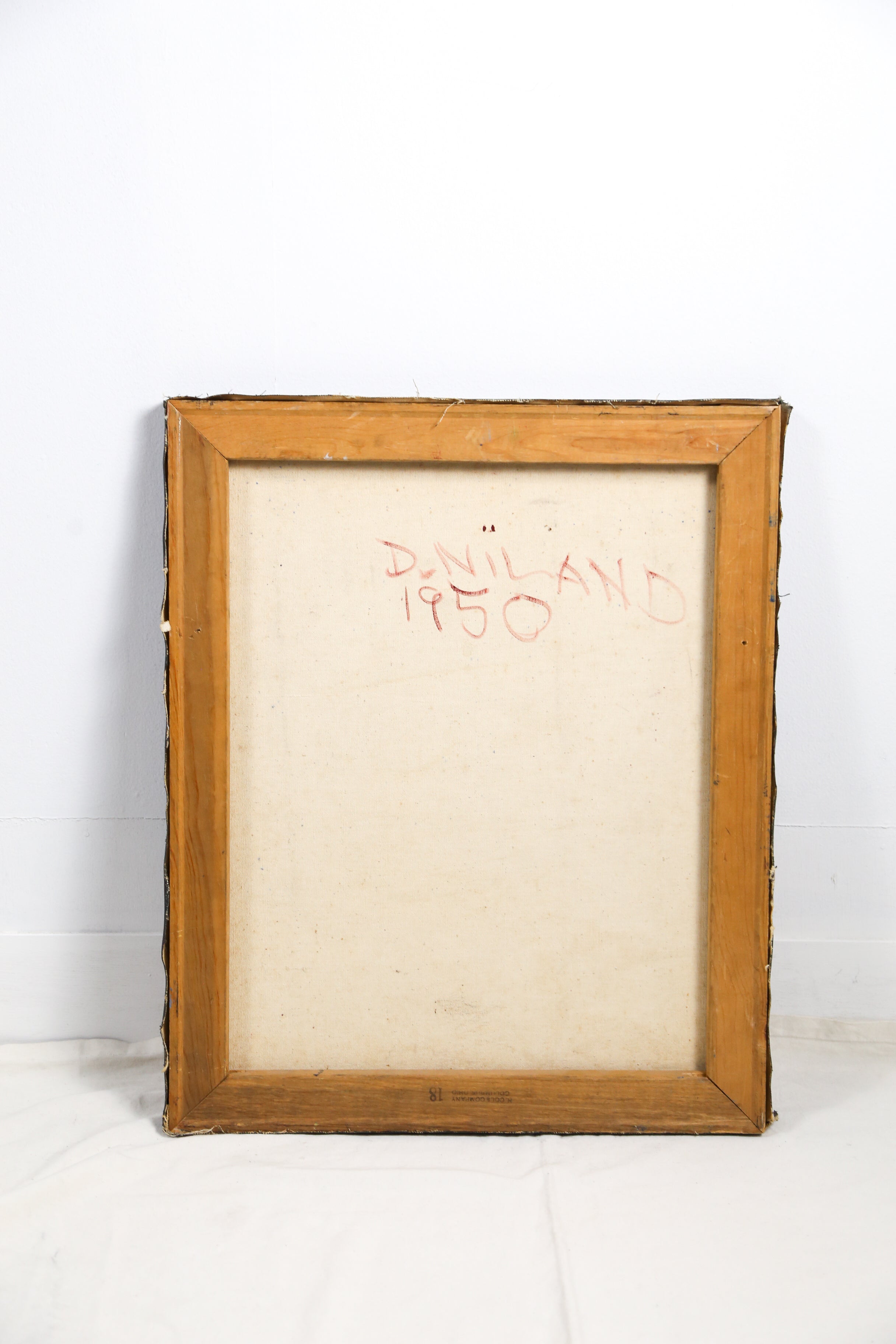 Abstract Surrealist Painting by D. Niland (1950) / D.ニランド 1950年作 抽象シュルレアリスム 絵画