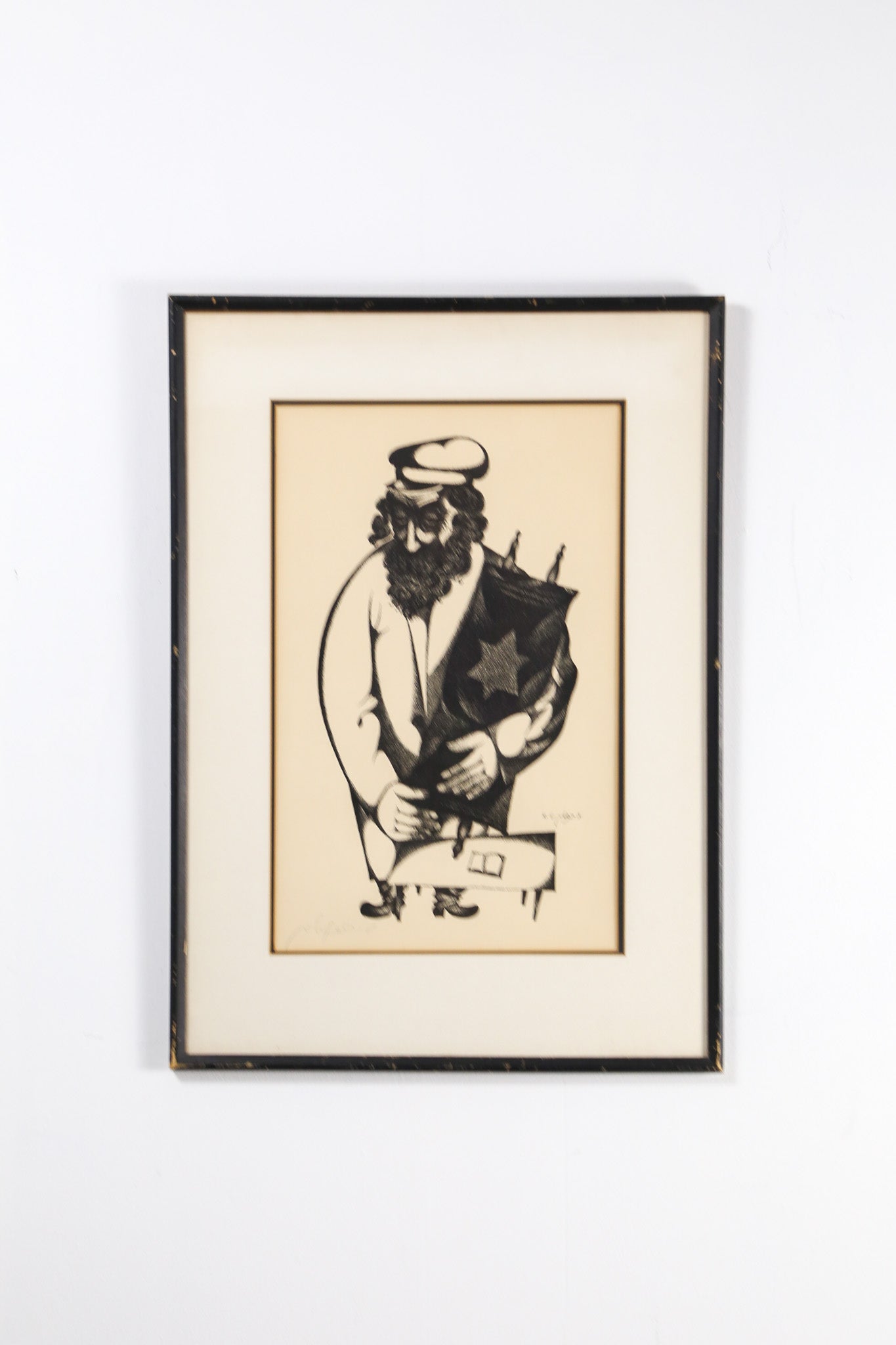 Vintage Lithograph "The Torah" / ヴィンテージ リトグラフ「トーラ（律法）を抱く男」