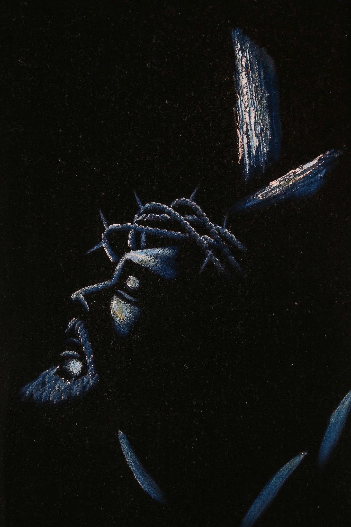 Black Velvet Painting "Head of Christ" / ブラックベルベットペイント「キリストの頭部」