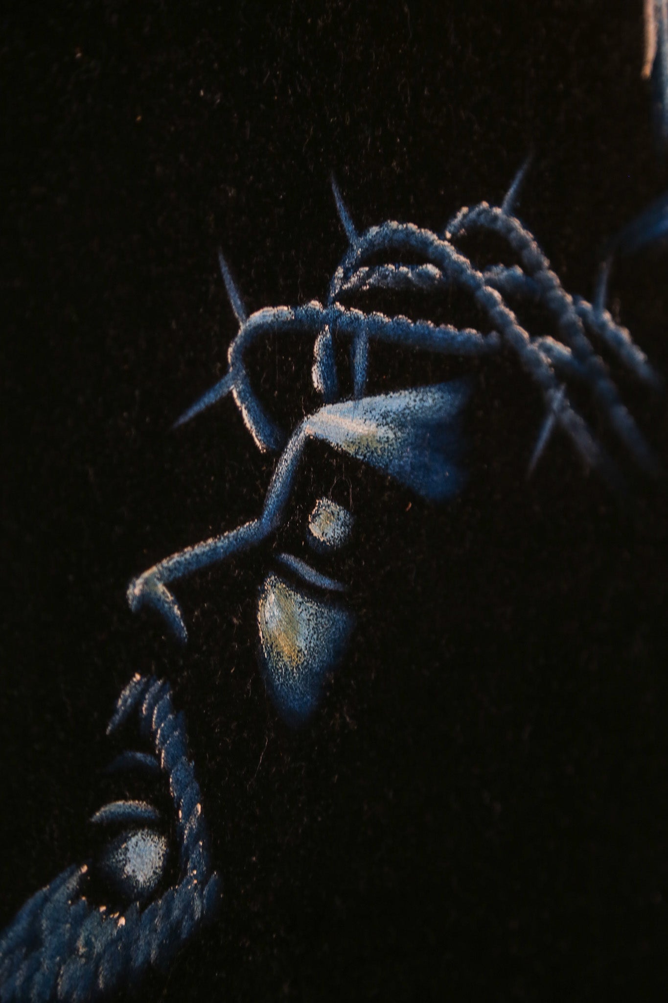 Black Velvet Painting "Head of Christ" / ブラックベルベットペイント「キリストの頭部」