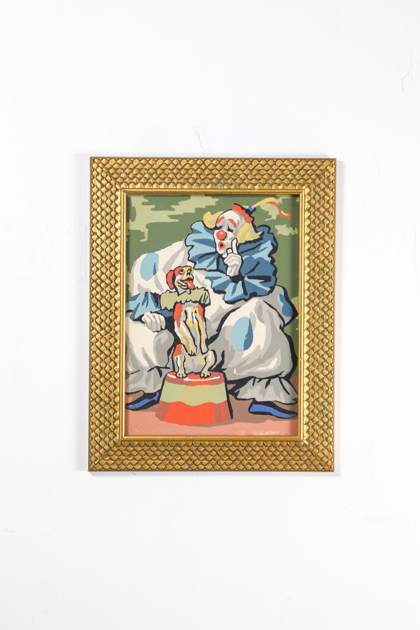 Clown and One Dog Vintage Art / ピエロと犬 1匹