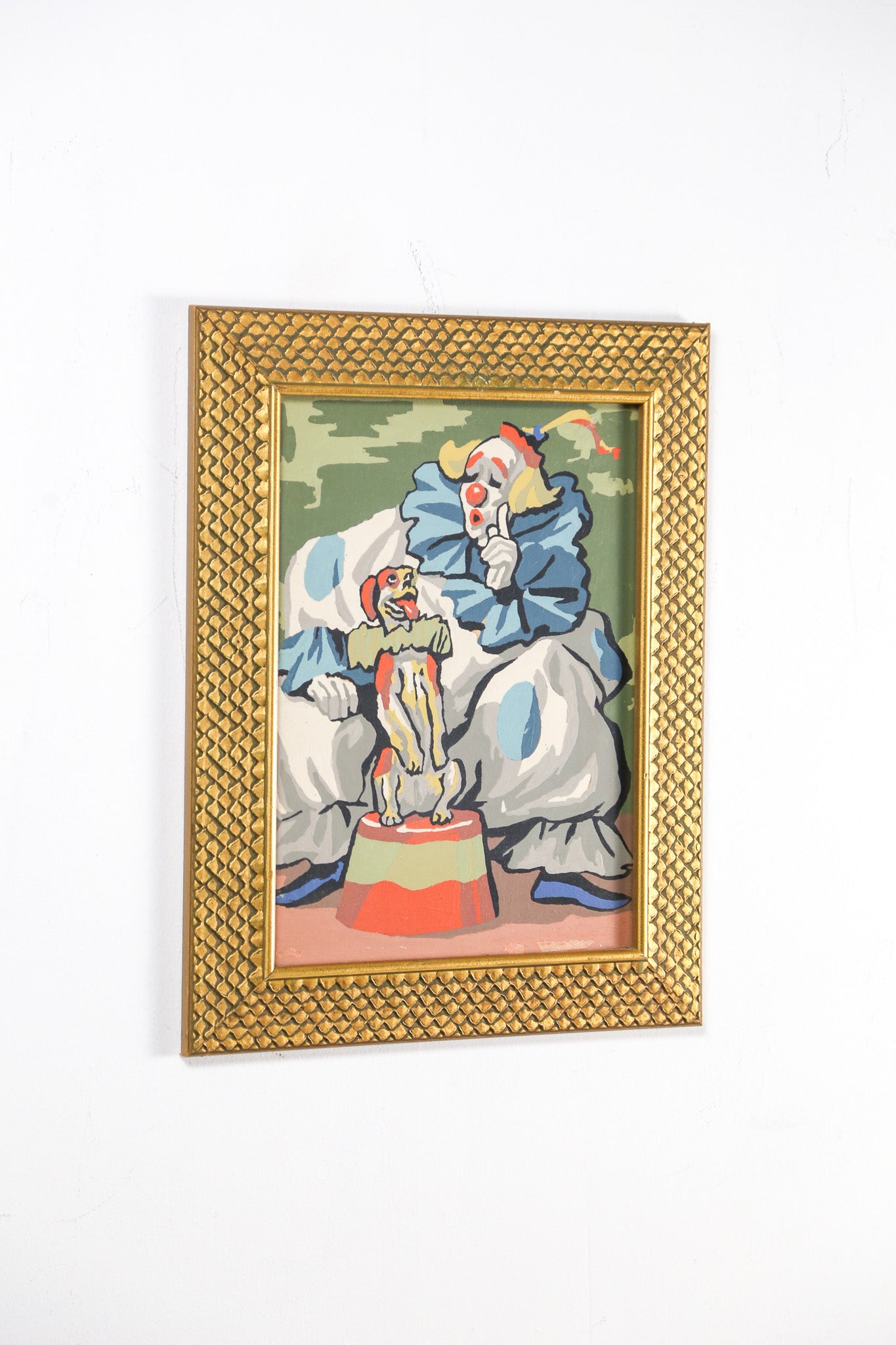 Clown and One Dog Vintage Art / ピエロと犬 1匹