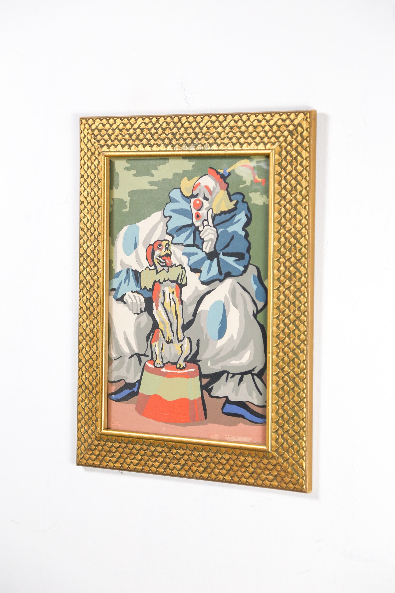 Clown and One Dog Vintage Art / ピエロと犬 1匹