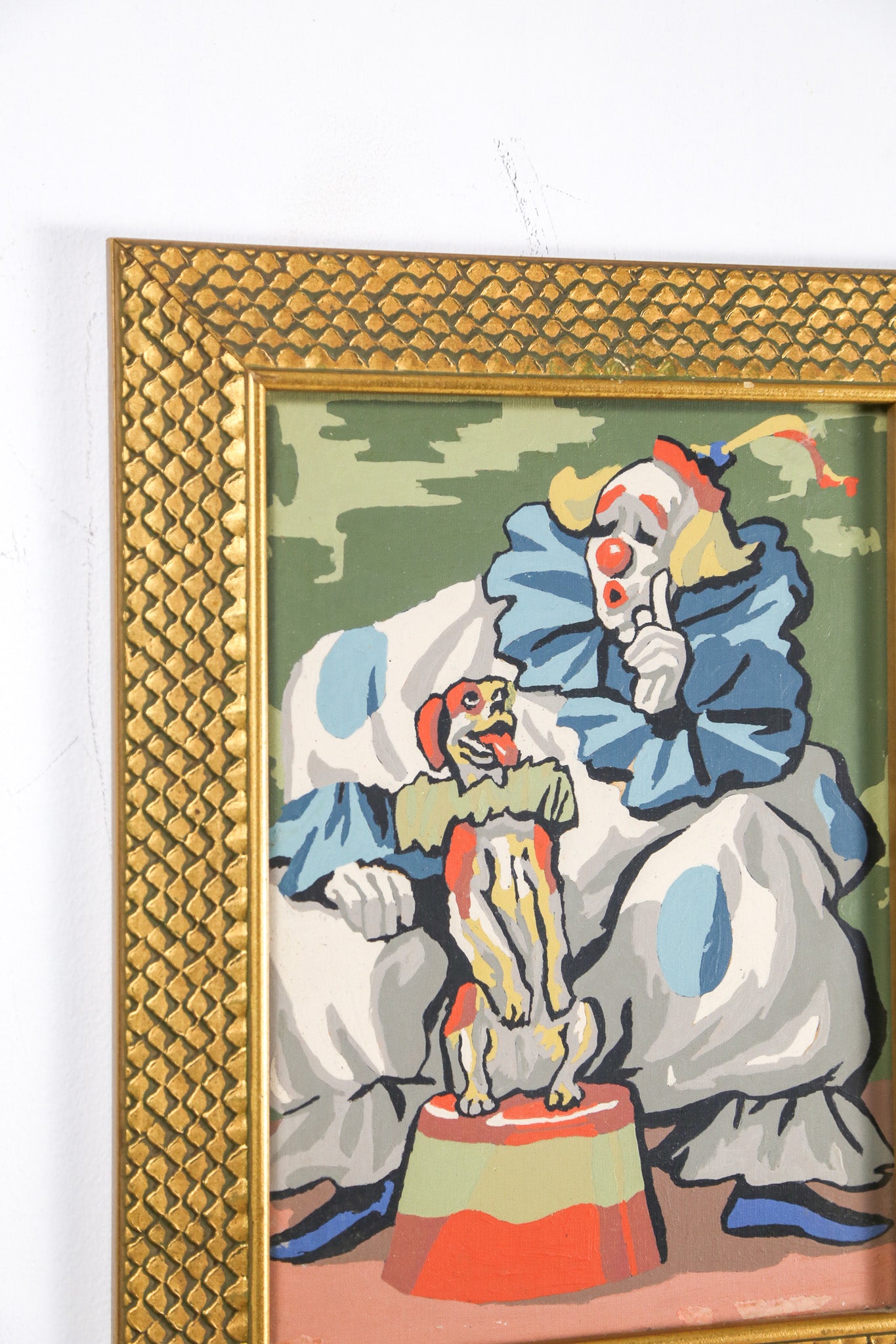 Clown and One Dog Vintage Art / ピエロと犬 1匹