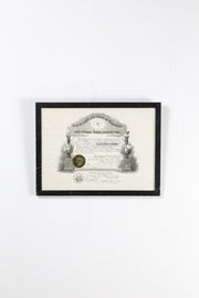 Knights Templar Certificate (1960) / 1960年 テンプル騎士団 認定証 額装品