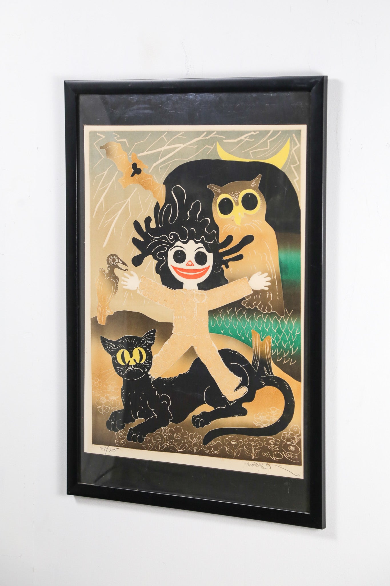 Night Creatures and Child Screen Print / 月夜と動物たち シルクスクリーン