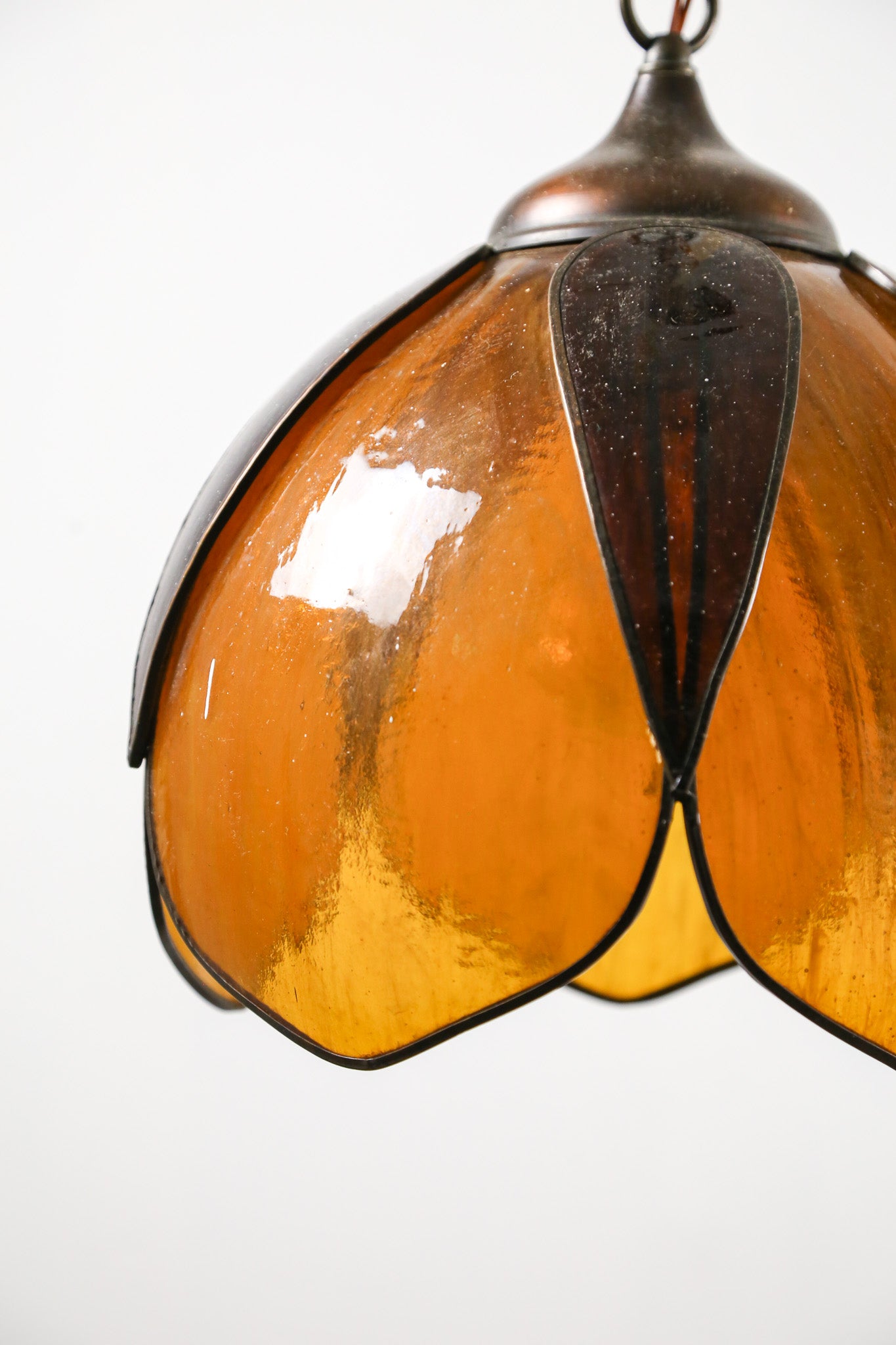 Amber Glass Flower Pendant Light / 丸花ペンダントライト ガラス