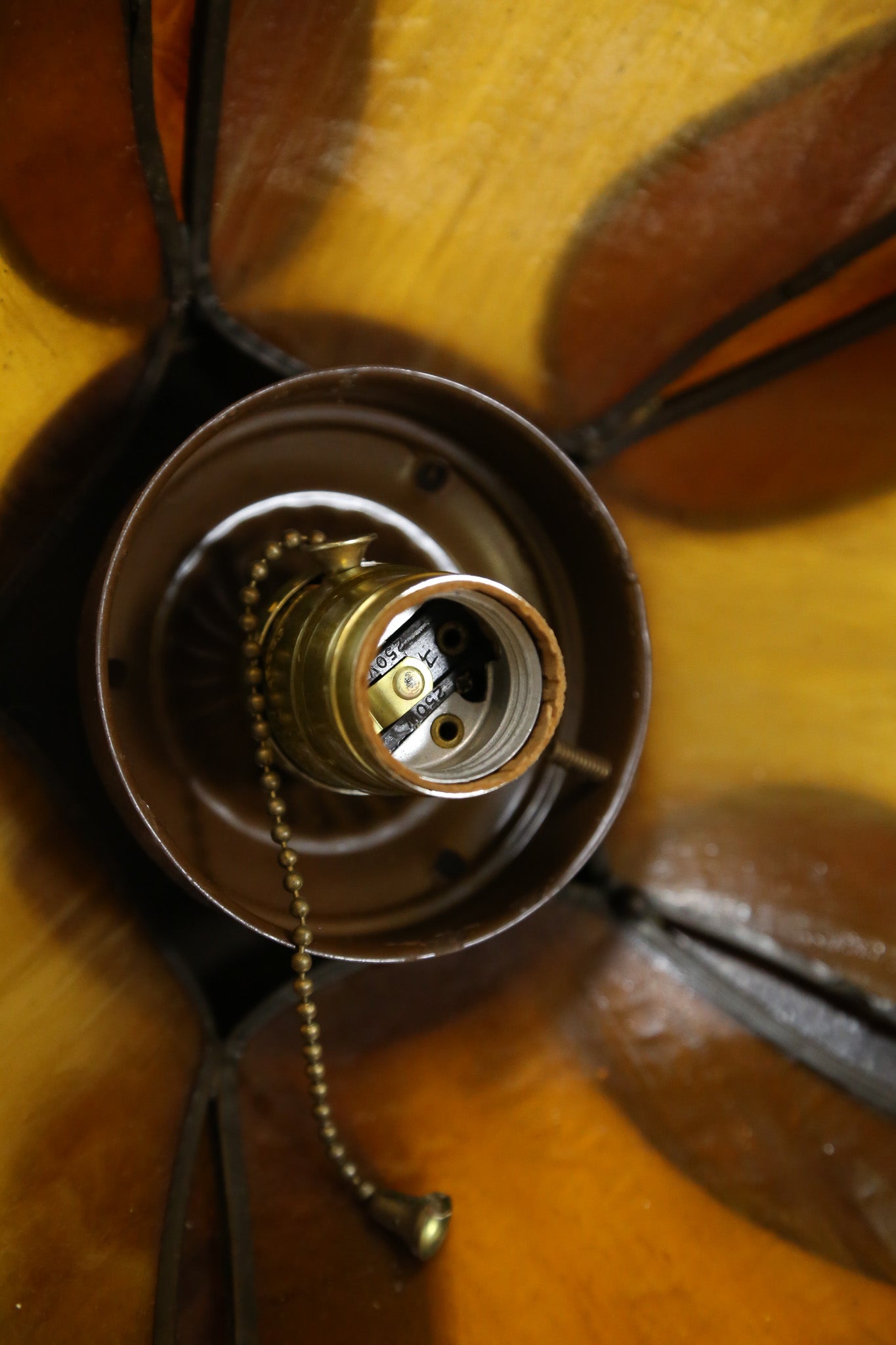 Amber Glass Flower Pendant Light / 丸花ペンダントライト ガラス