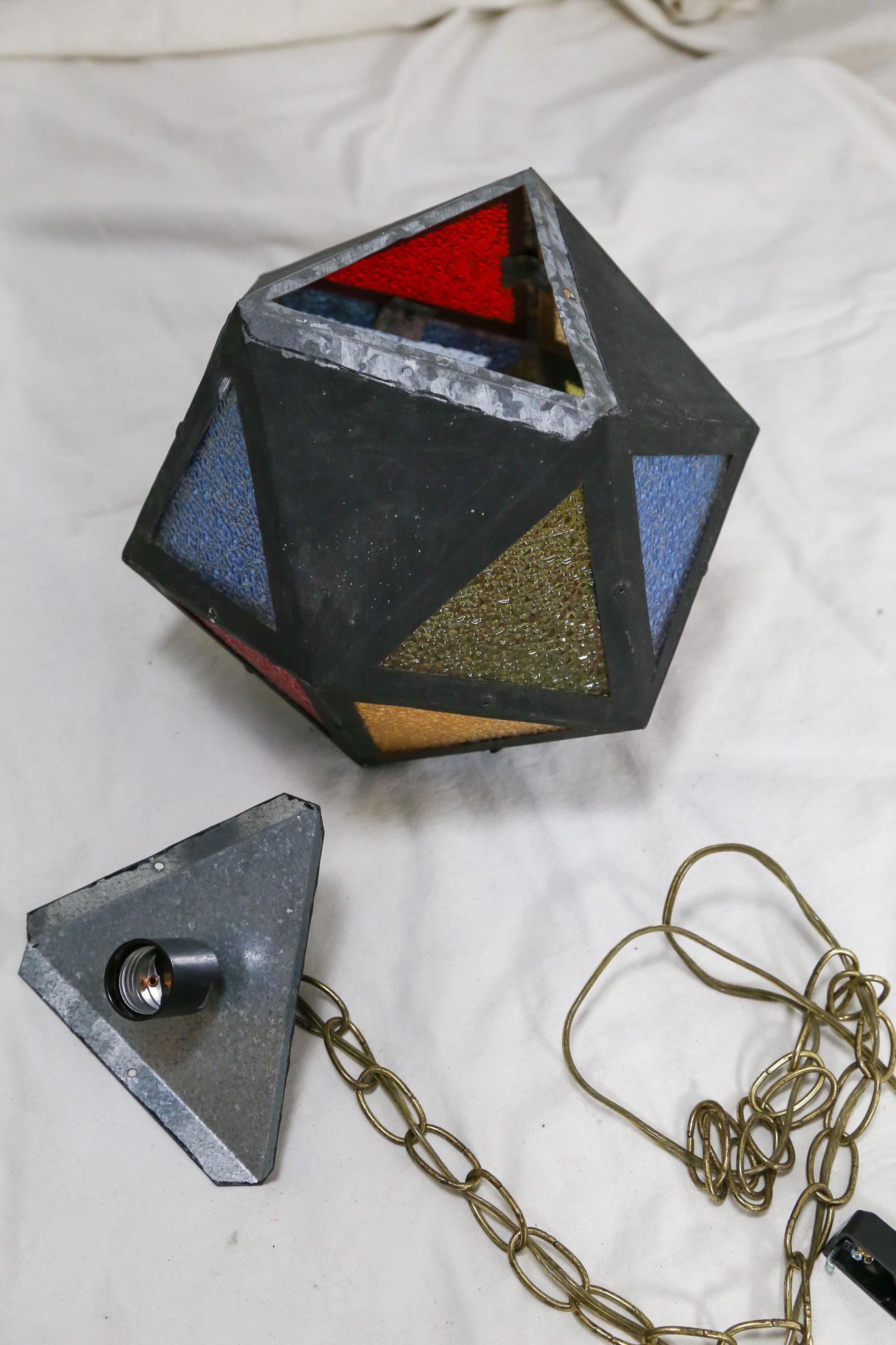 Stained Glass Style Polygonal Pendant Light / ステンド風 多角形ライト
