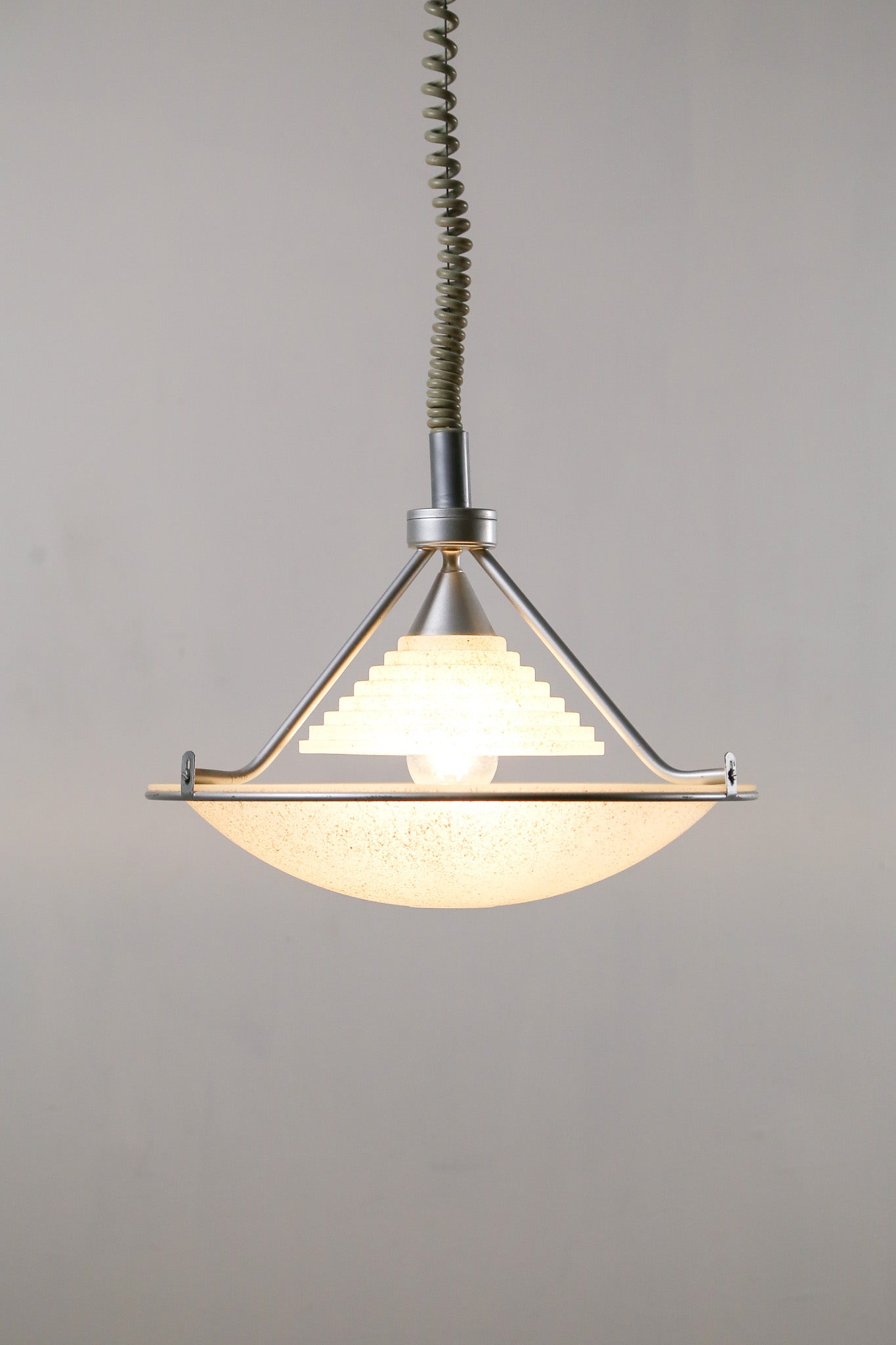 Pendant Light with Stepped Glass Shade and Speckled Bowl / ステップガラスシェード＆斑点模様ボウル ペンダントライト