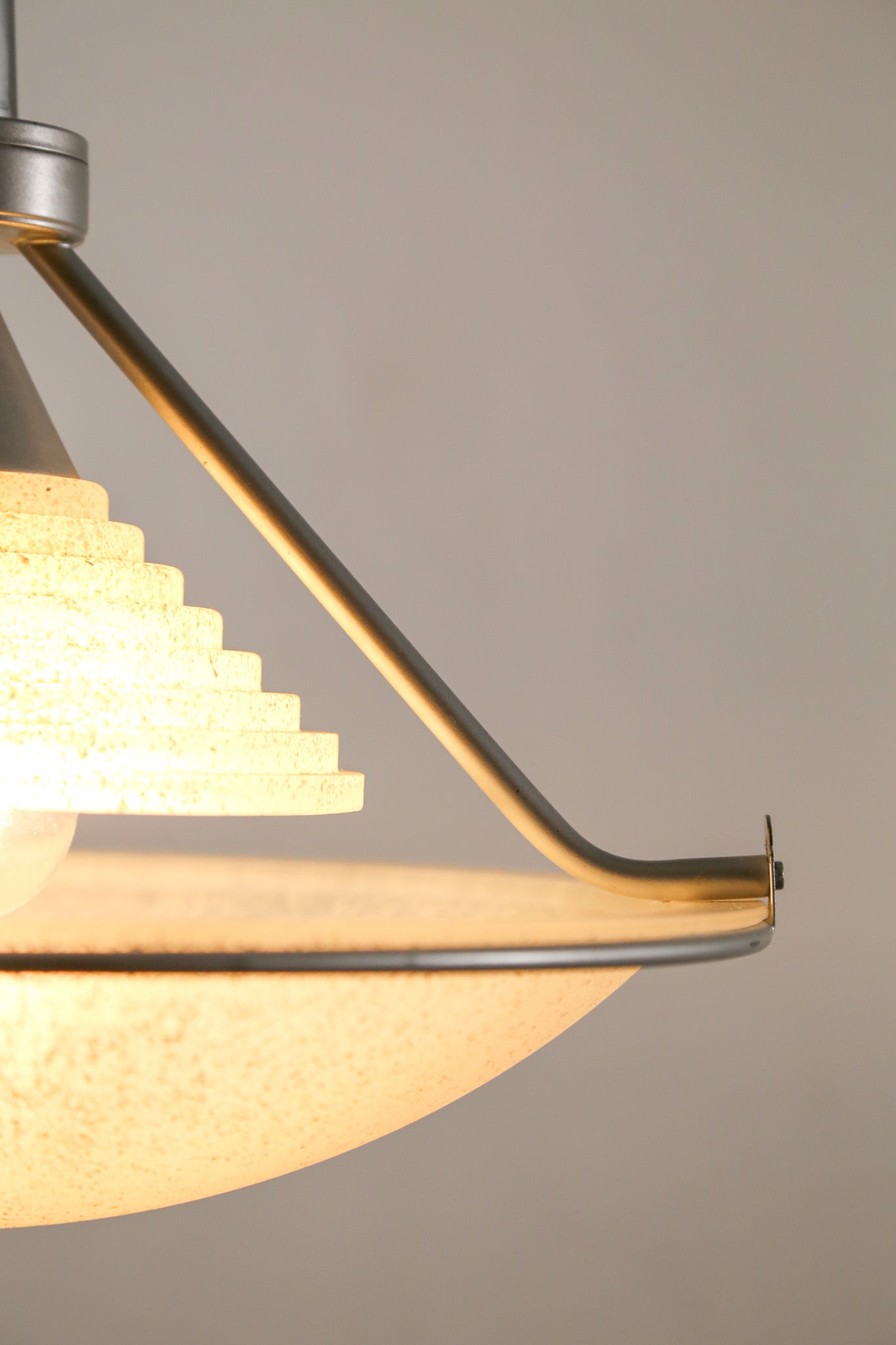 Pendant Light with Stepped Glass Shade and Speckled Bowl / ステップガラスシェード＆斑点模様ボウル ペンダントライト