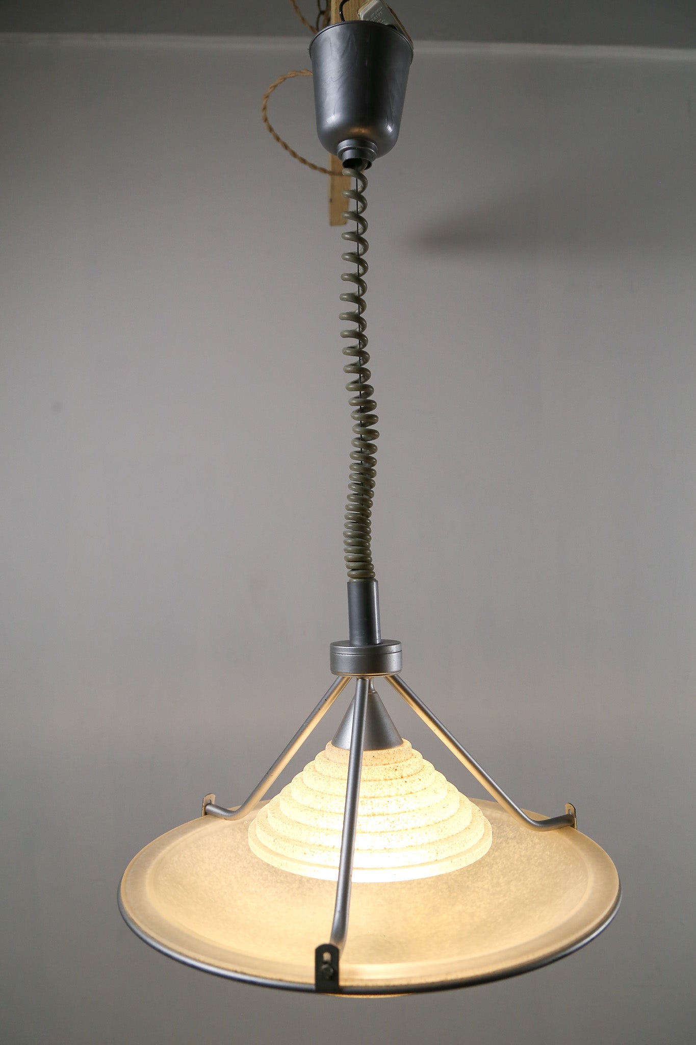 Pendant Light with Stepped Glass Shade and Speckled Bowl / ステップガラスシェード＆斑点模様ボウル ペンダントライト
