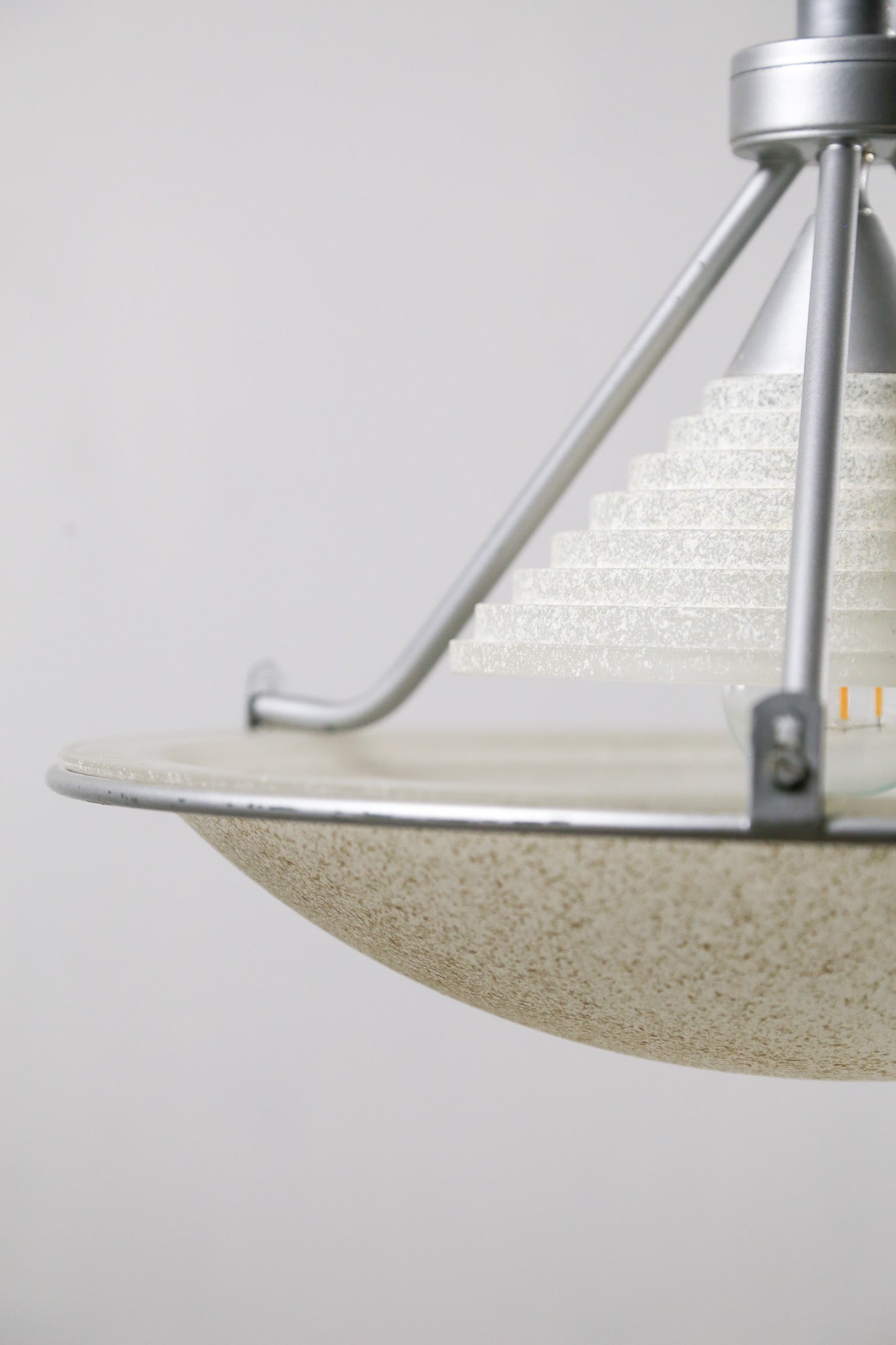 Pendant Light with Stepped Glass Shade and Speckled Bowl / ステップガラスシェード＆斑点模様ボウル ペンダントライト