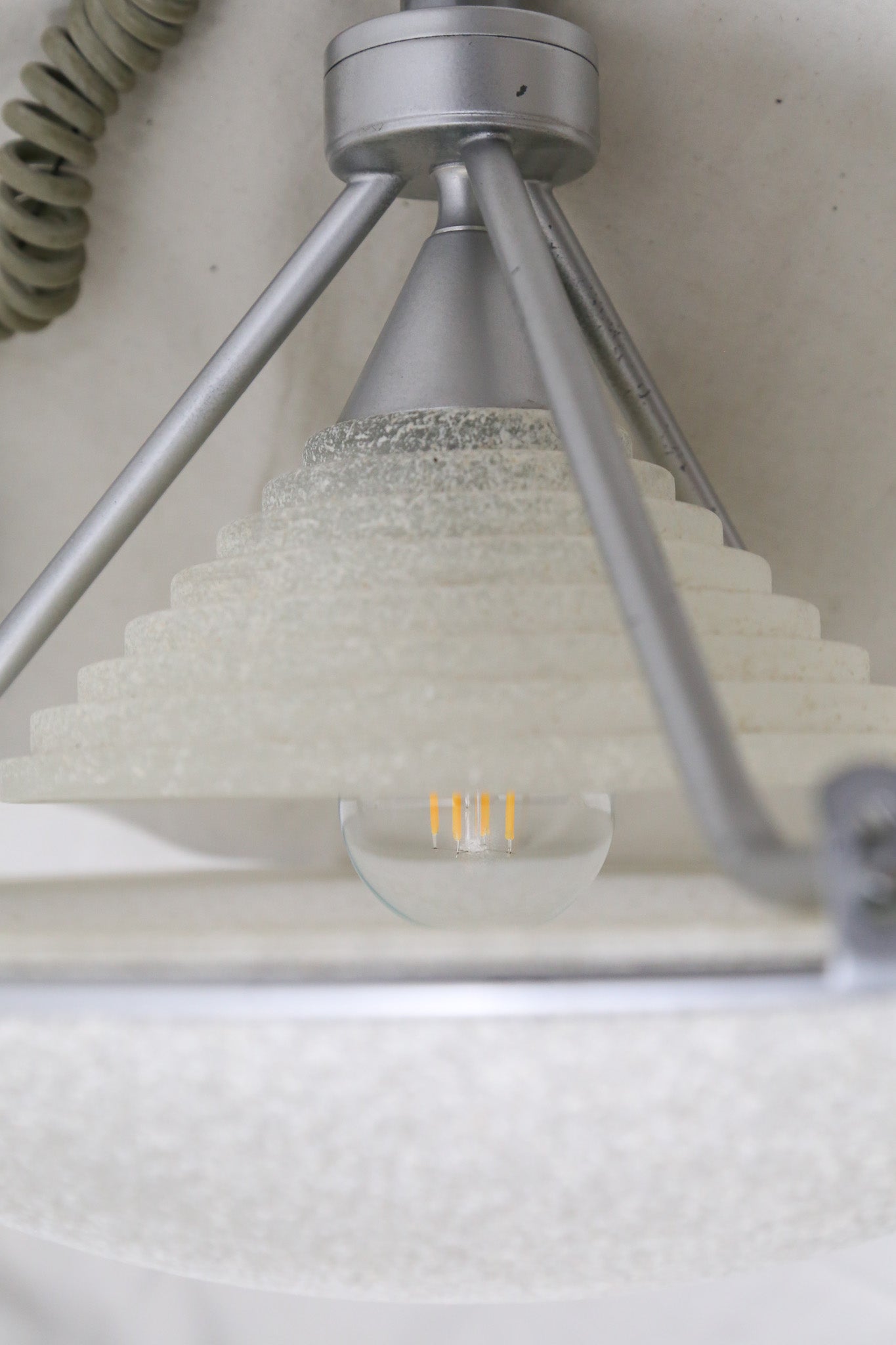 Pendant Light with Stepped Glass Shade and Speckled Bowl / ステップガラスシェード＆斑点模様ボウル ペンダントライト