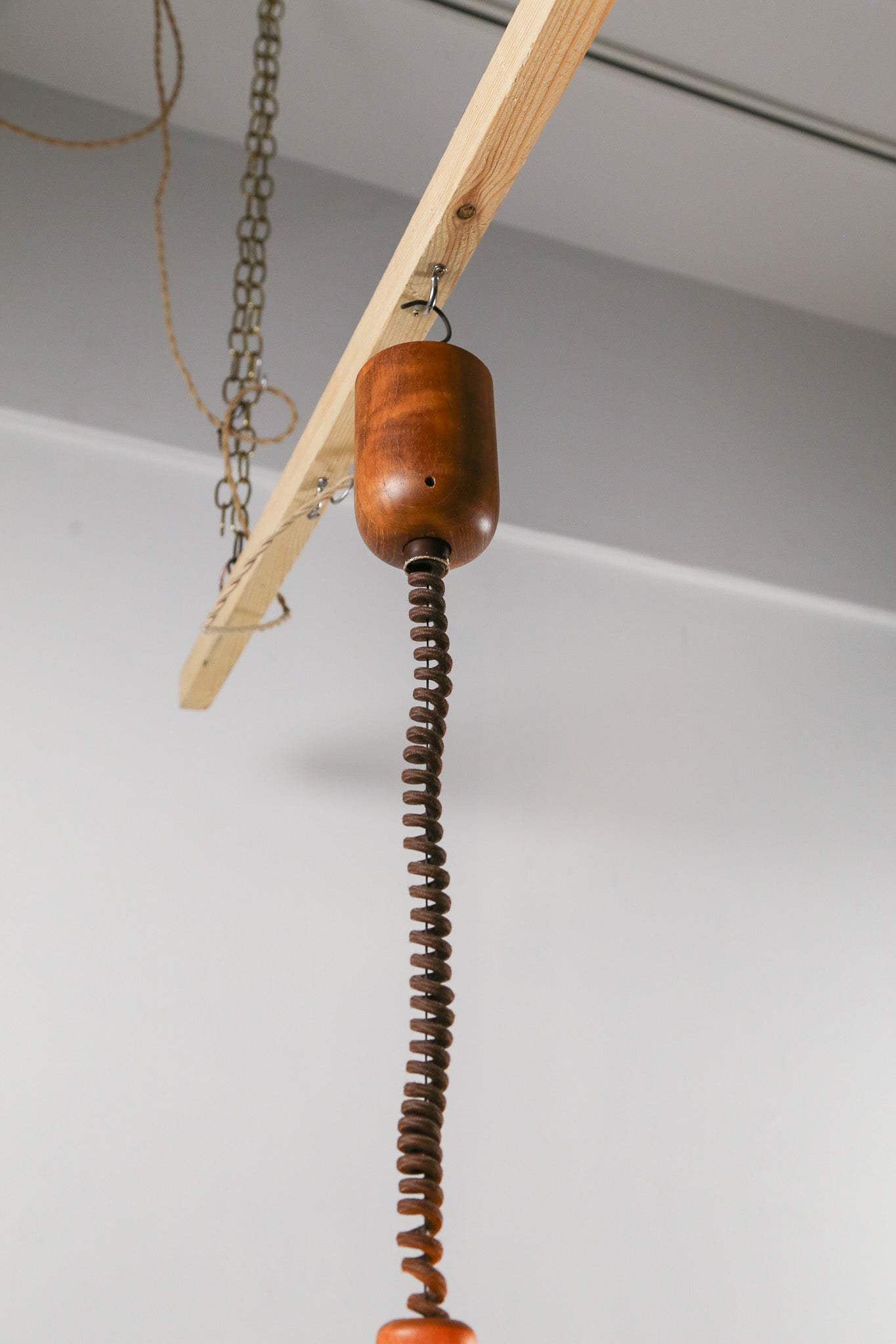Vintage Teak Pendant Light with Psychadelic Green Shade / ヴィンテージ チーク ペンダントライト サイケデリックグリーンシェード