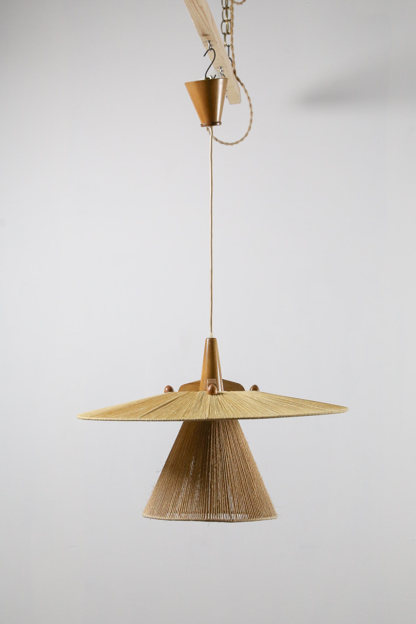 Teak and Sisal Rope Pendant Light / チーク＆サイザルロープ