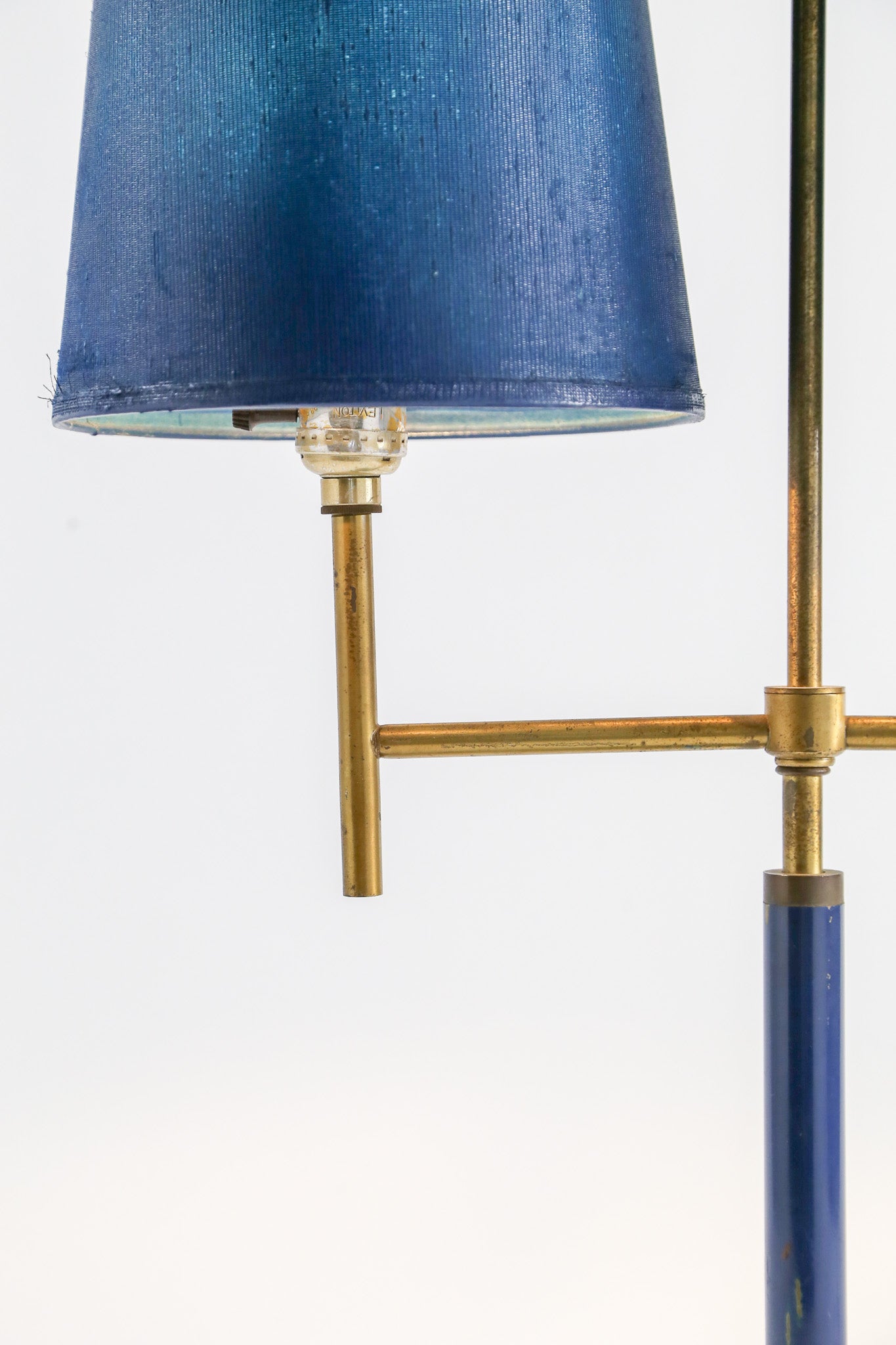 Double Arm Table Lamp with Blue Silk Shades / ブルーシルクシェード ダブルアームテーブルランプ