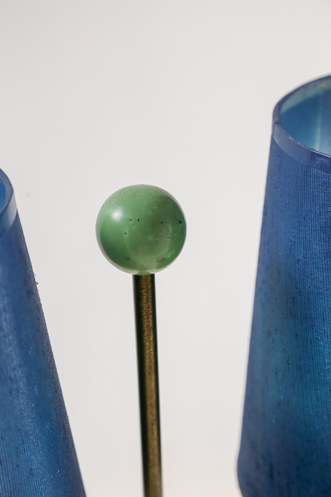 Double Arm Table Lamp with Blue Silk Shades / ブルーシルクシェード ダブルアームテーブルランプ