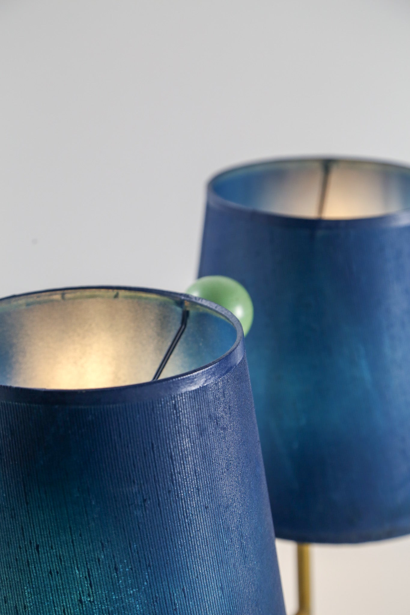 Double Arm Table Lamp with Blue Silk Shades / ブルーシルクシェード ダブルアームテーブルランプ