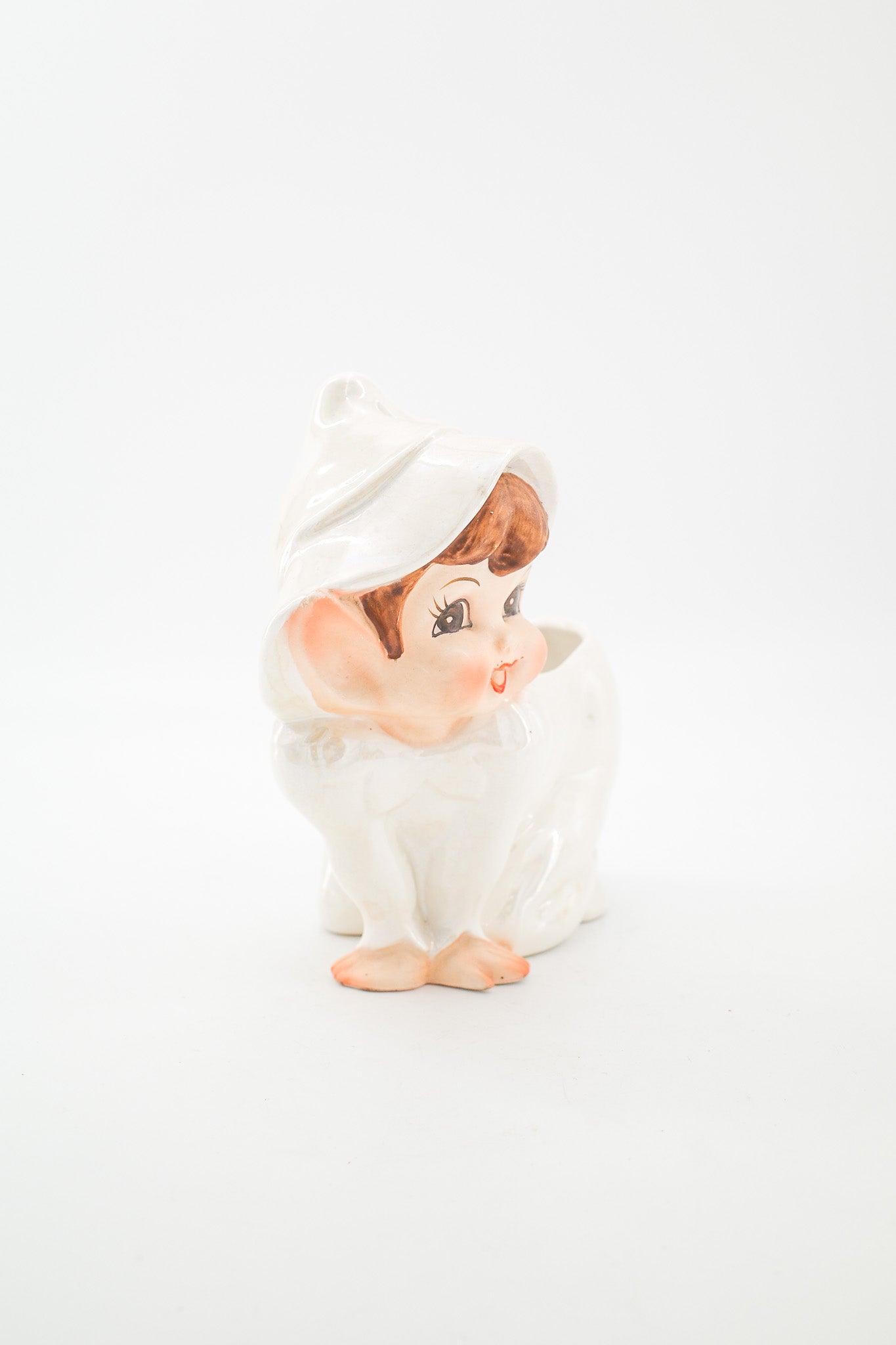 Lefton Iridescent Elf Planter / レフトン 陶器製 エルフのプランター