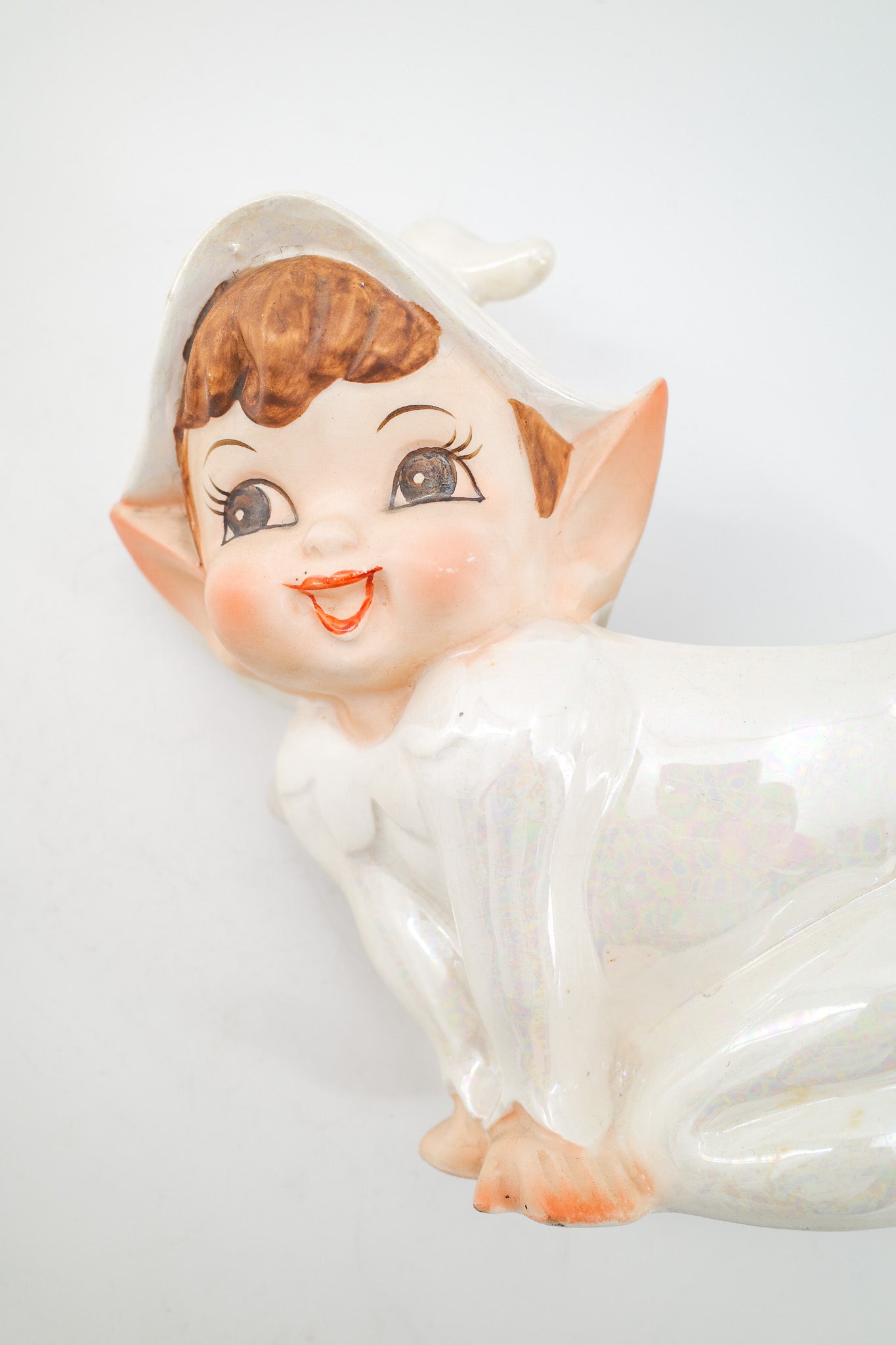 Lefton Iridescent Elf Planter / レフトン 陶器製 エルフのプランター