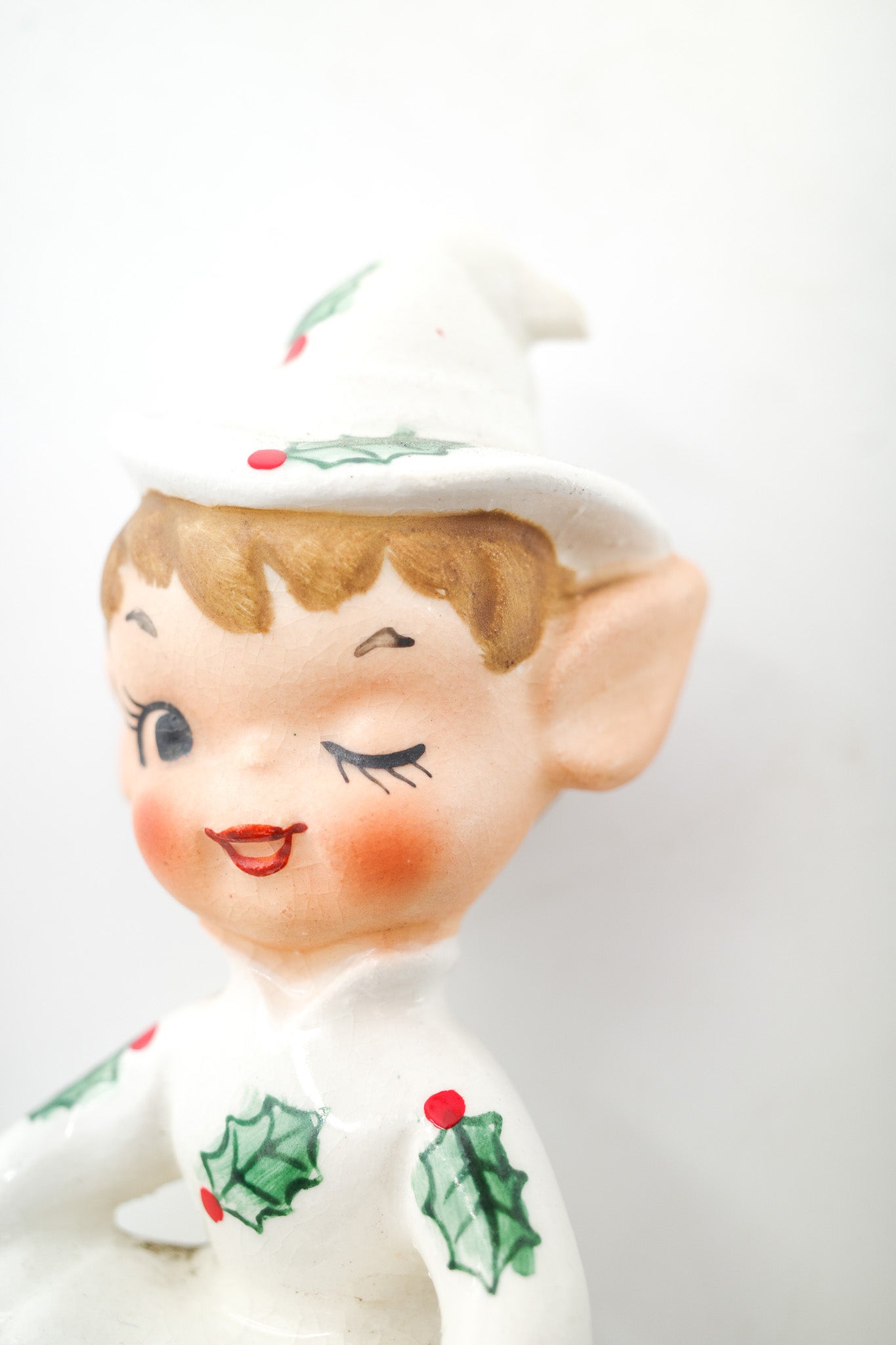 クリスマスタンブリングピクシー　サンタガール　1960年代　ヴィンテージ Vintage Christmas Pixie Ceramic Figurine / ヴィンテージ クリスマス