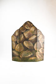 Antique 3-Panel Folding Screen "Stone Wall" / 1890's 3連ペイントパーテーション