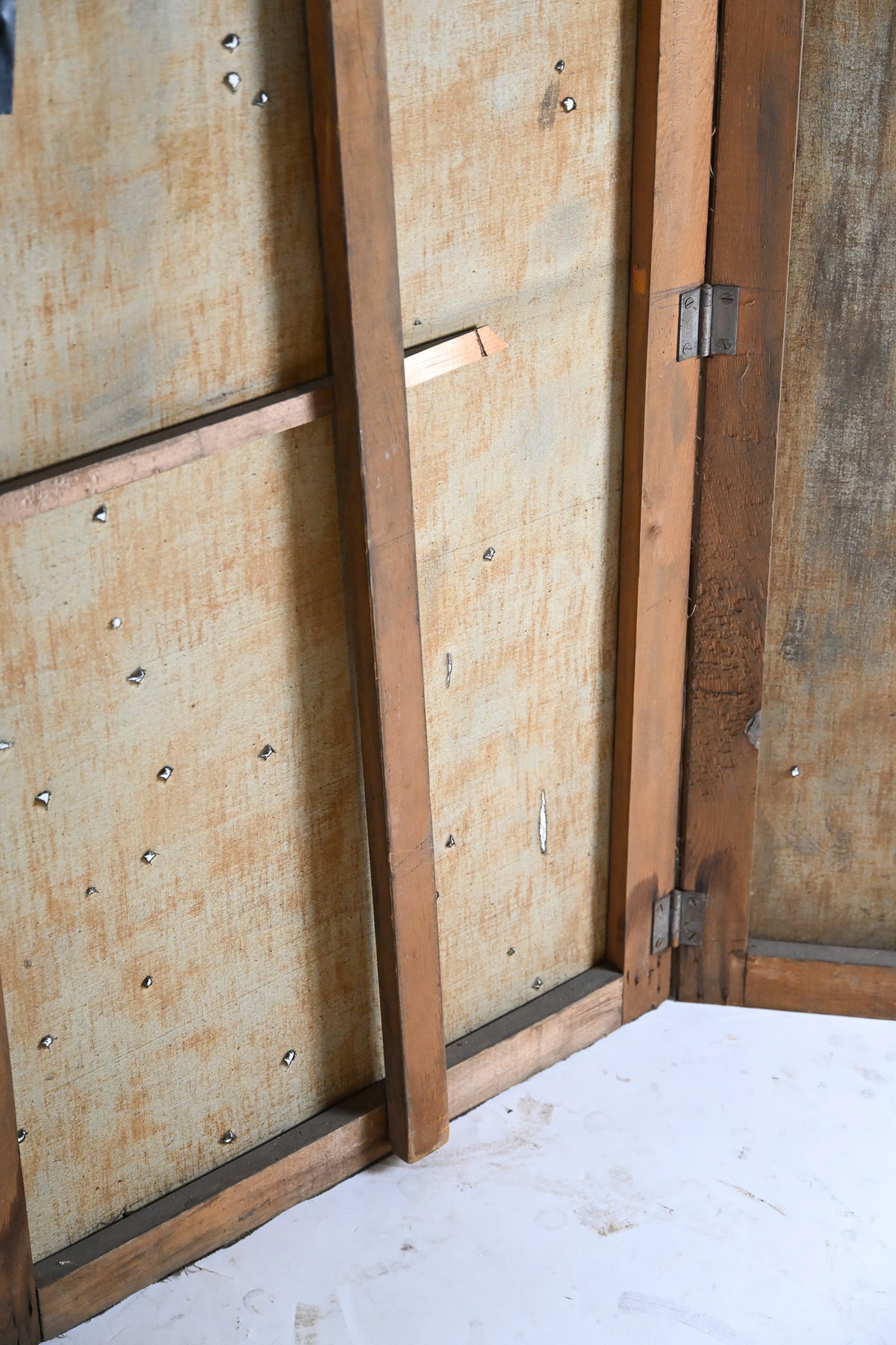 Antique 3-Panel Folding Screen "Stone Wall" / 1890's 3連ペイントパーテーション