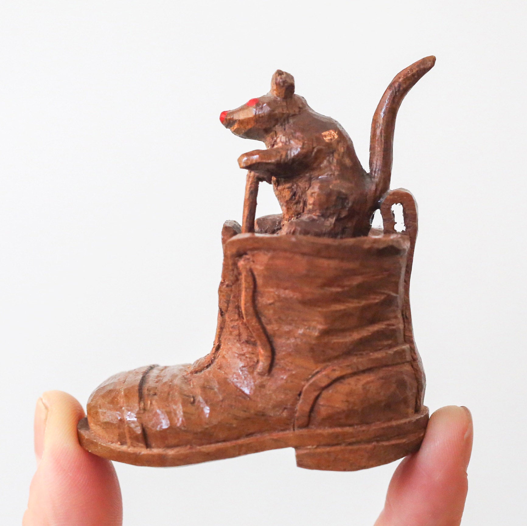 Black Forest Carved Wood Mouse / 木彫りのネズミ
