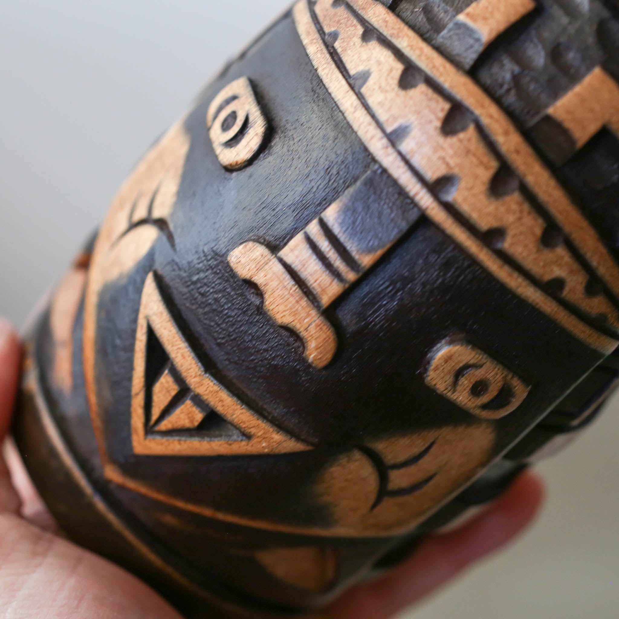 Wood Carved Face Cup / 木製顔のカップ