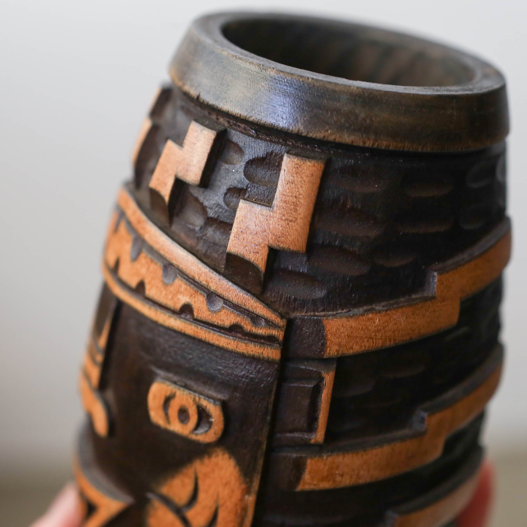Wood Carved Face Cup / 木製顔のカップ