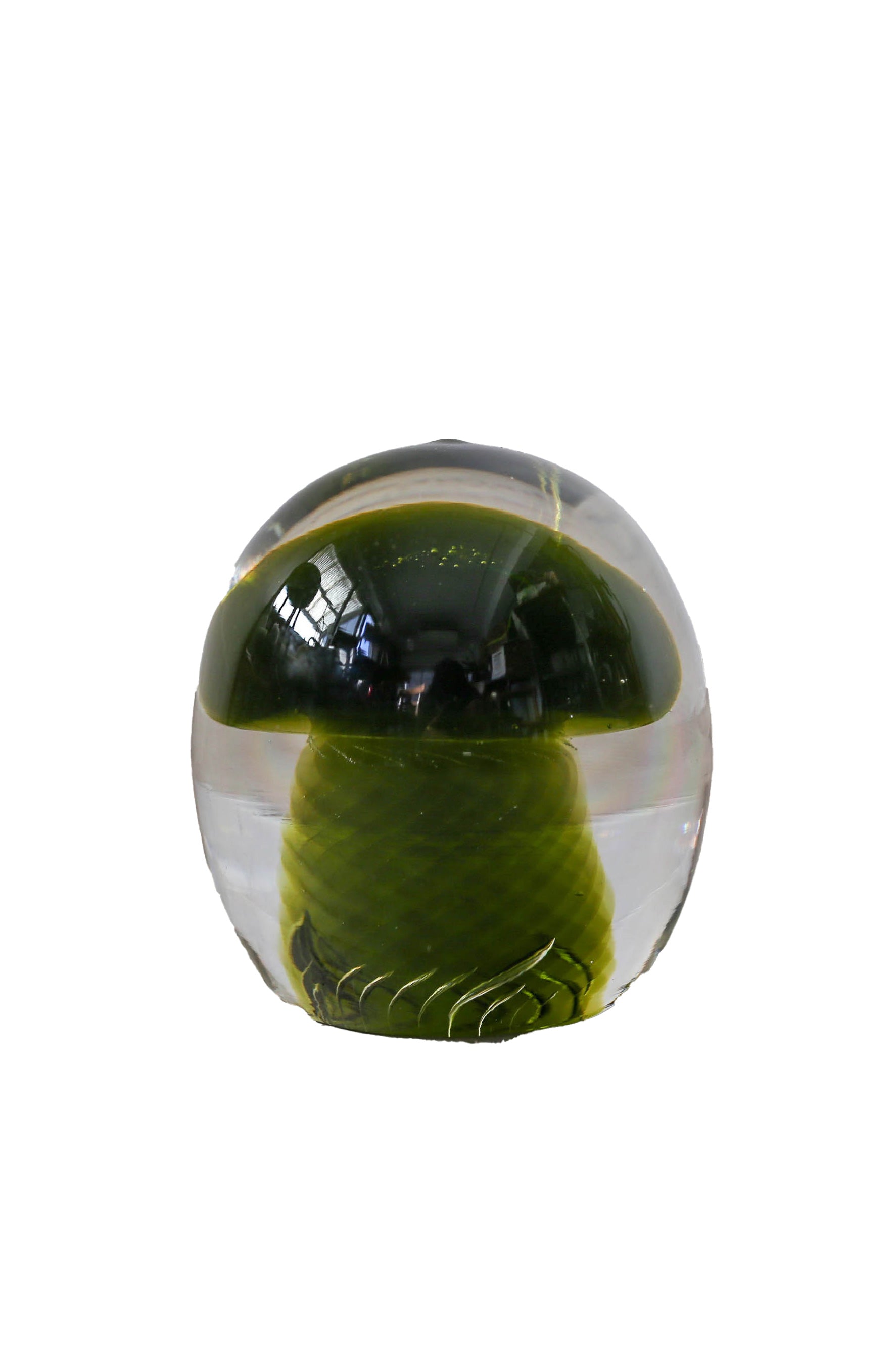 Green Mushroom Paper Weight / ガラスのきのこペーパーウェイト