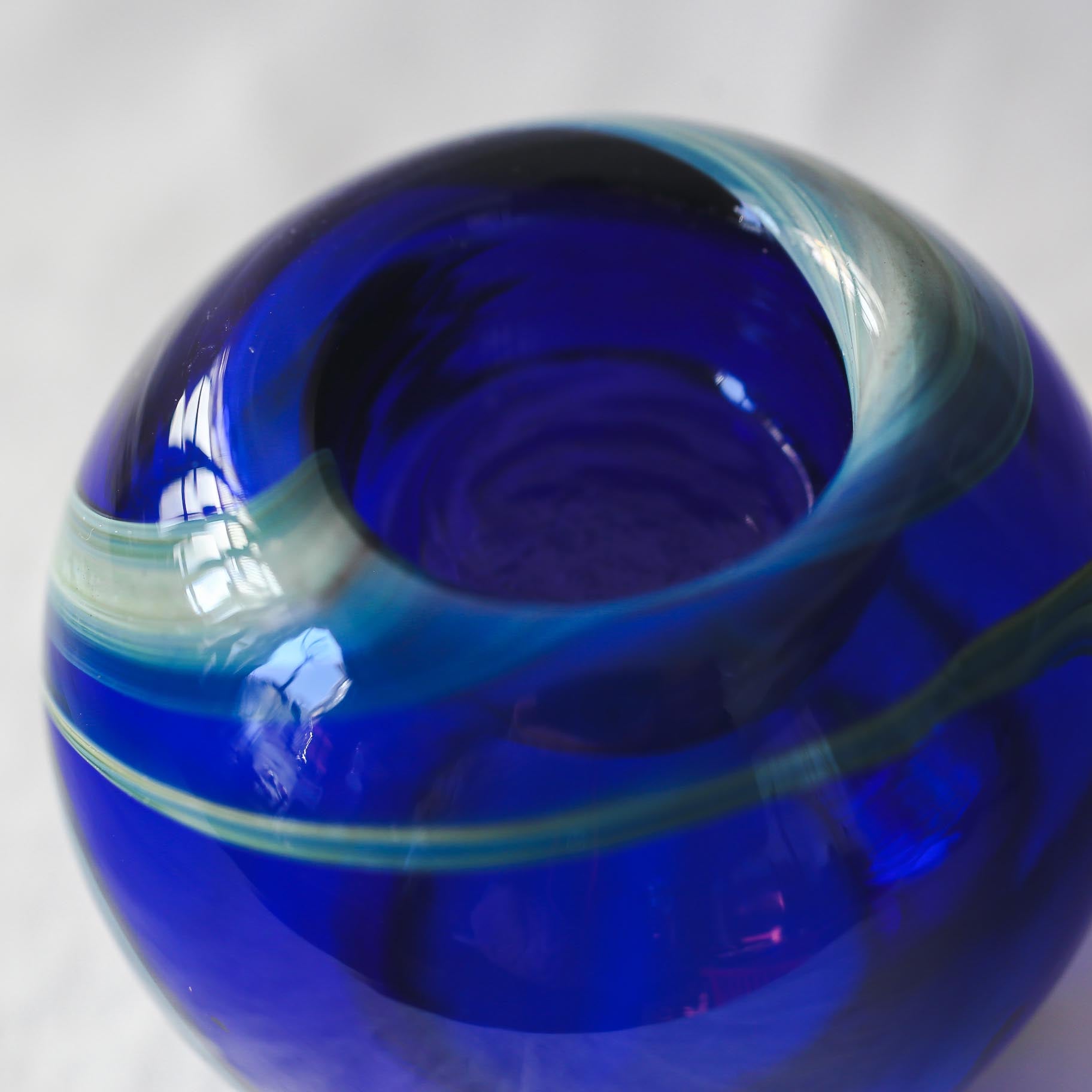 Blue Glass Candle Holder / 青いガラスのキャンドルホルダー