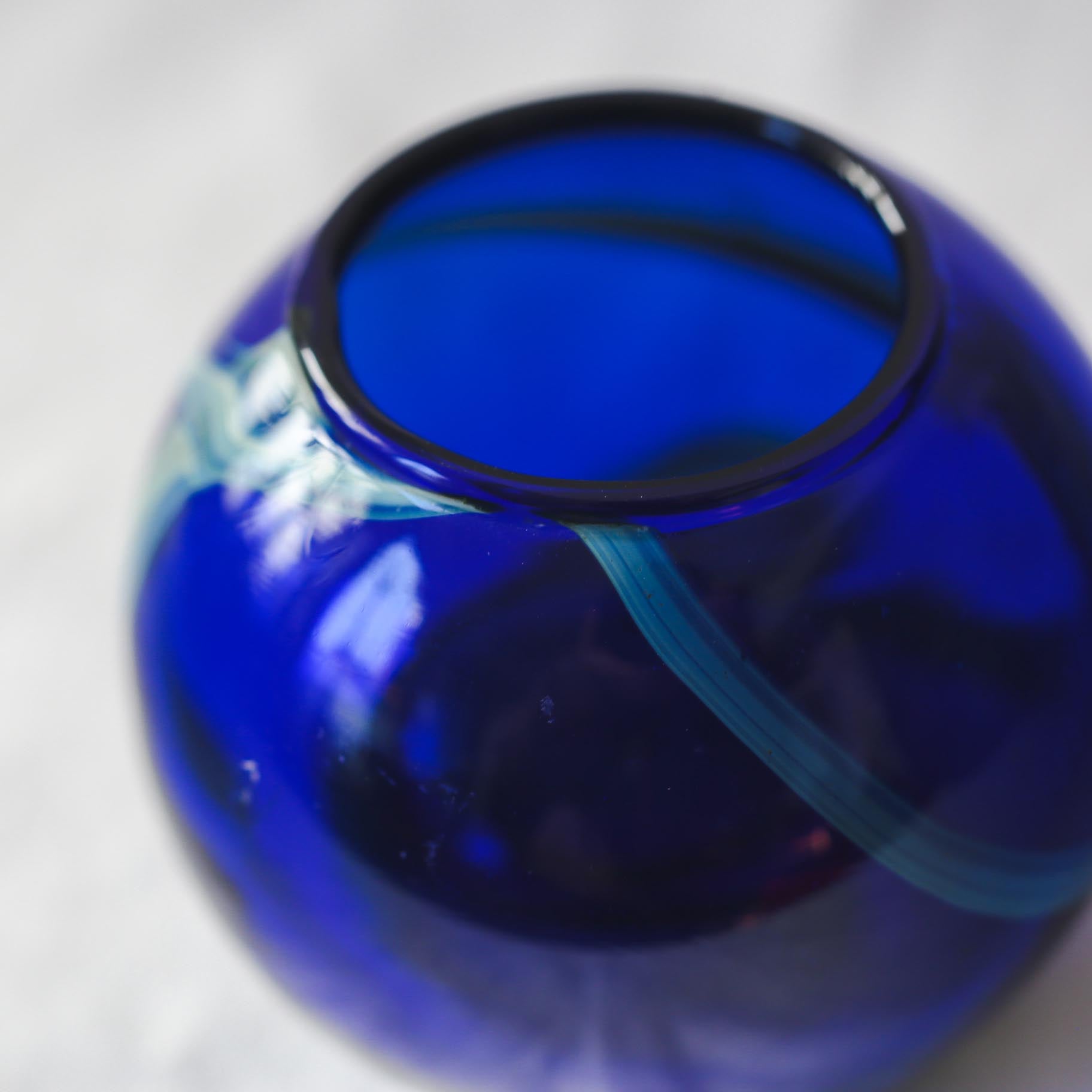 Blue Glass Candle Holder / 青いガラスのキャンドルホルダー