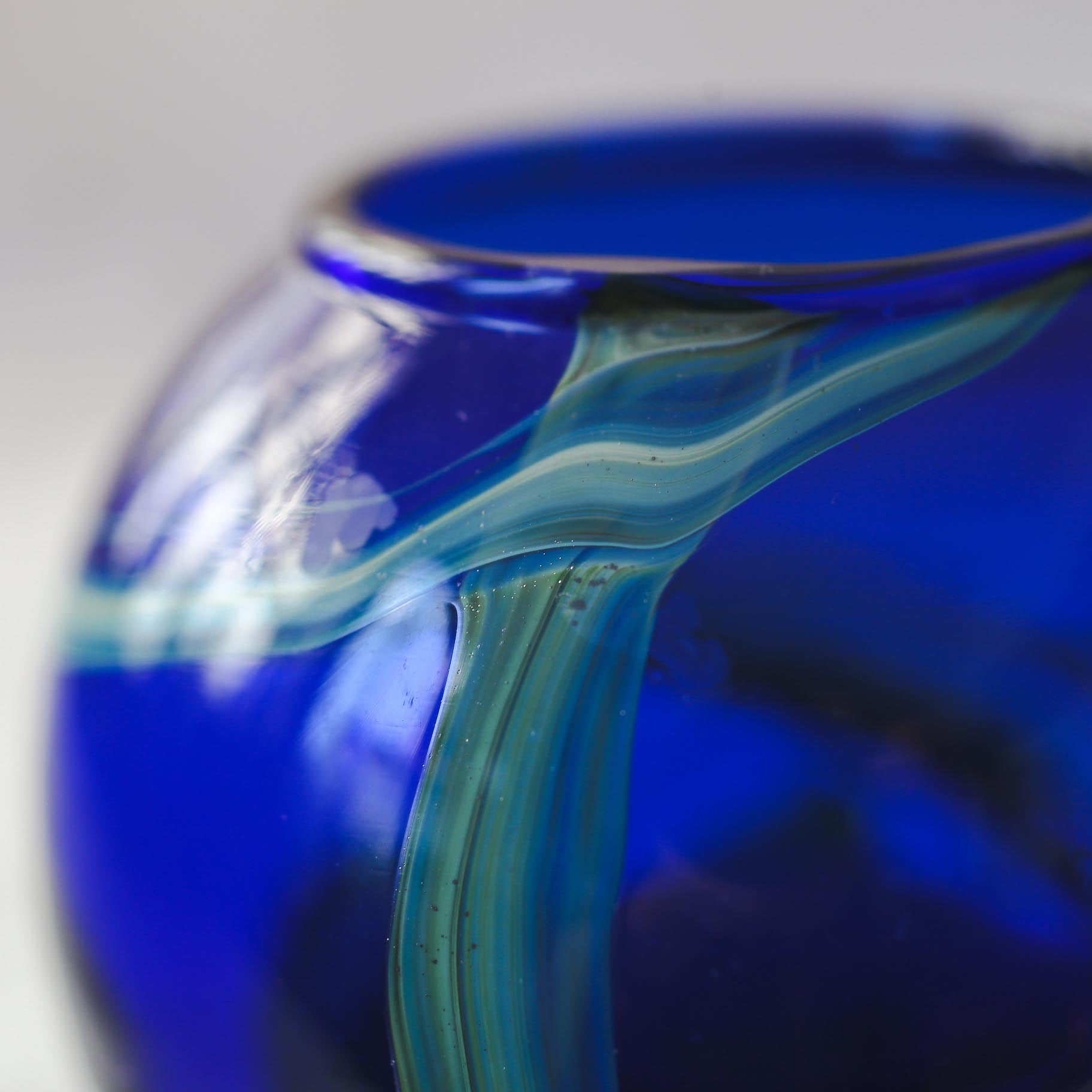 Blue Glass Candle Holder / 青いガラスのキャンドルホルダー