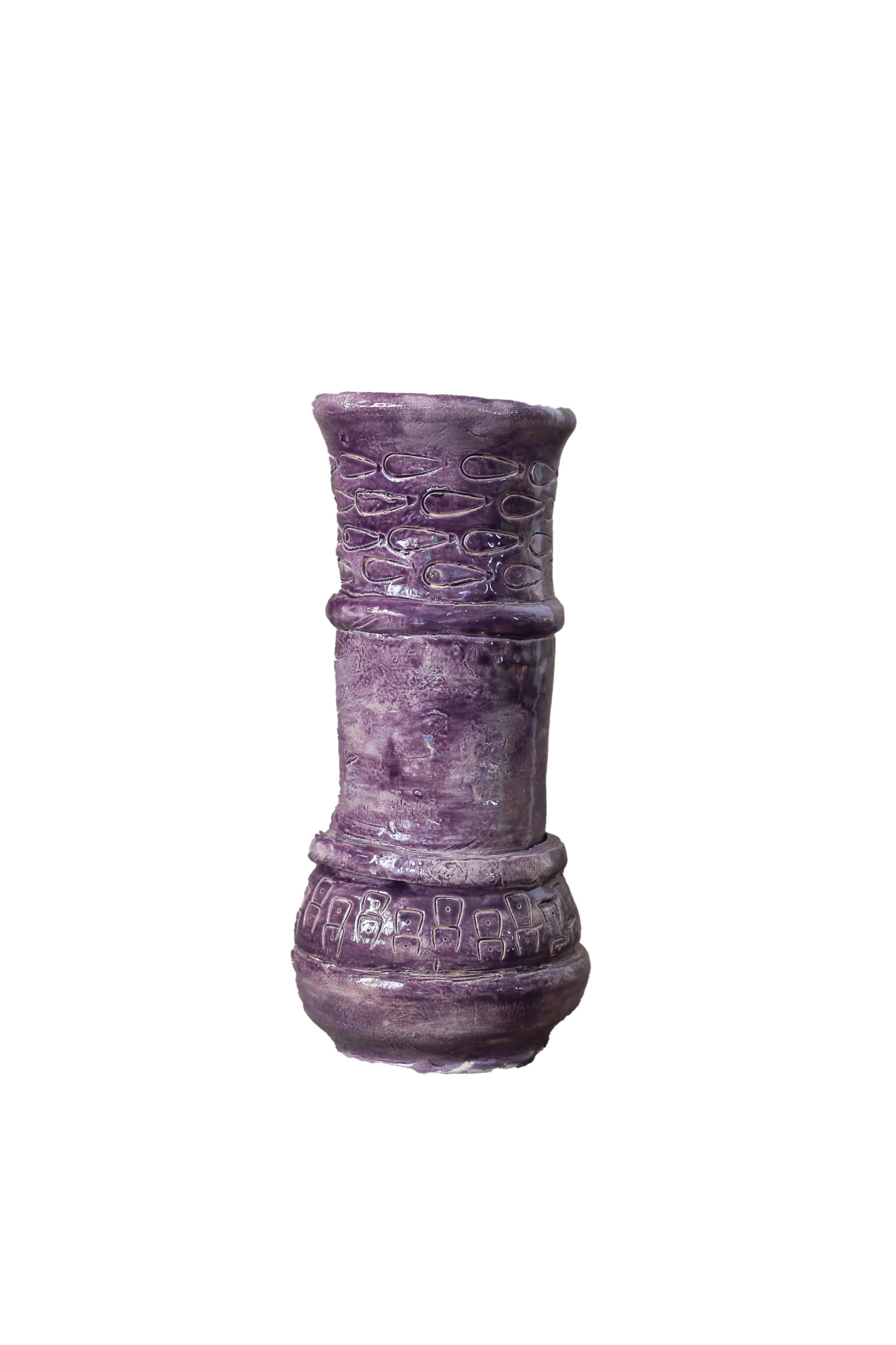 Ceramic purple vase