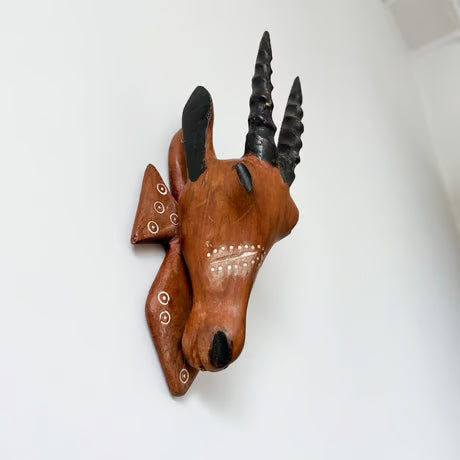 Wood Carving Gazelle / 木彫りガゼルのアニマルトロフィー