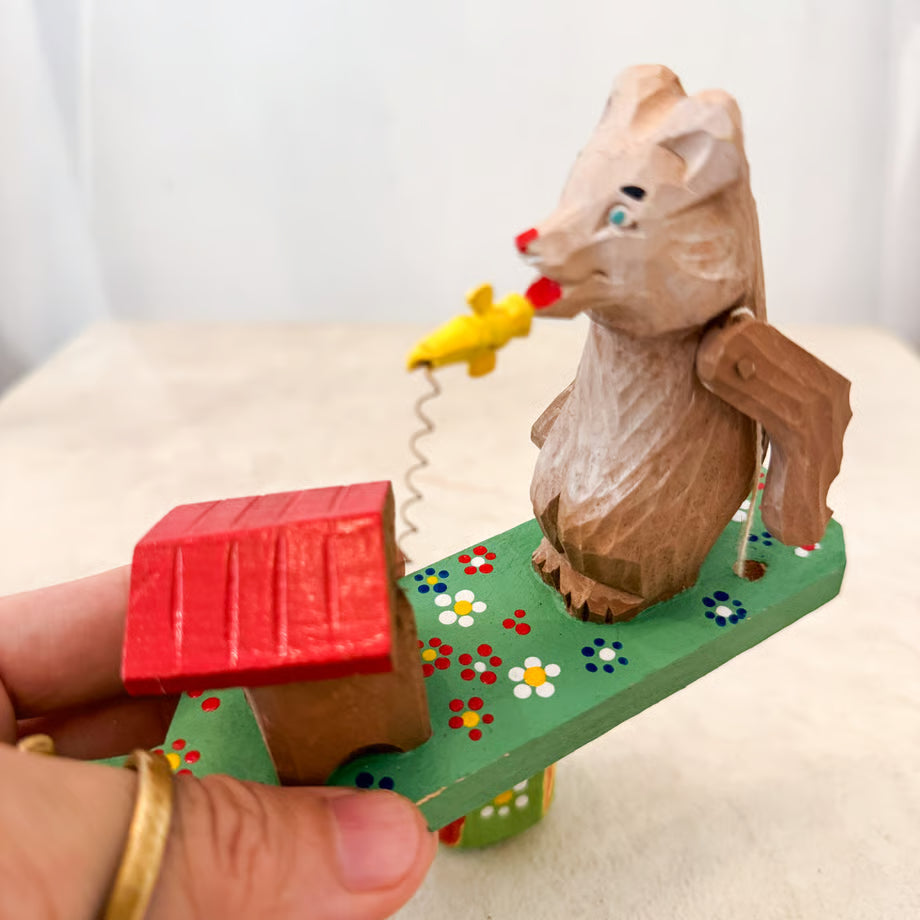 Wooden Bear Puppet / 木製クマのおもちゃ