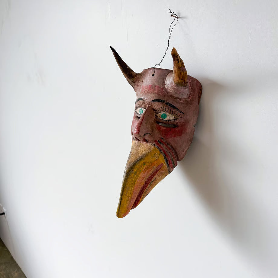 Wood Carving Devil mask / 木彫りの悪魔面