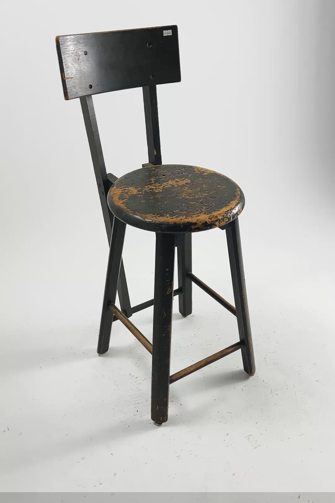 ビデオを読み込む: Vintage Wooden High Stool / ヴィンテージ 木製ハイスツール