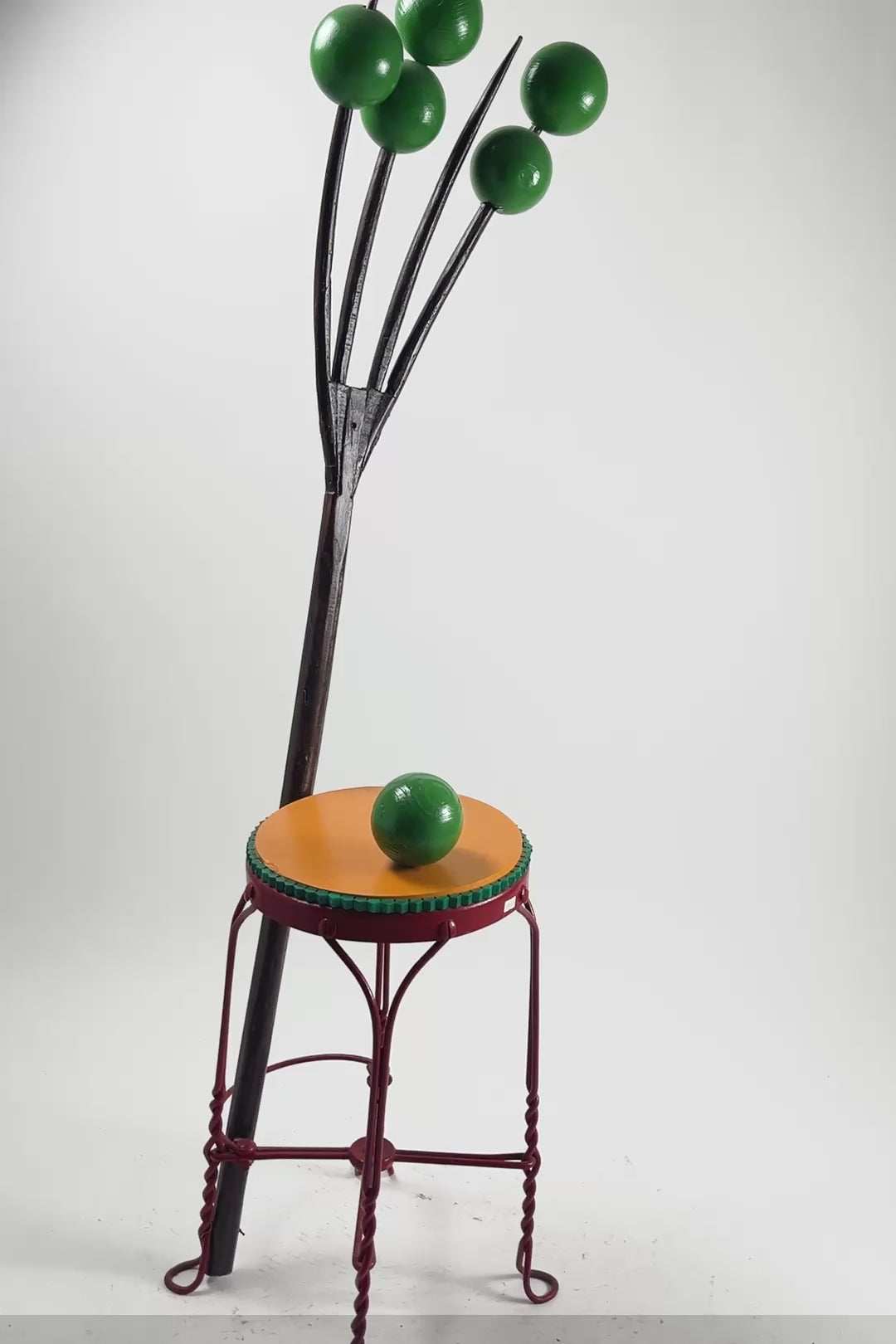 Load video: reen Peas and Fork Stool Object / グリーンピースとフォークのスツールオブジェ