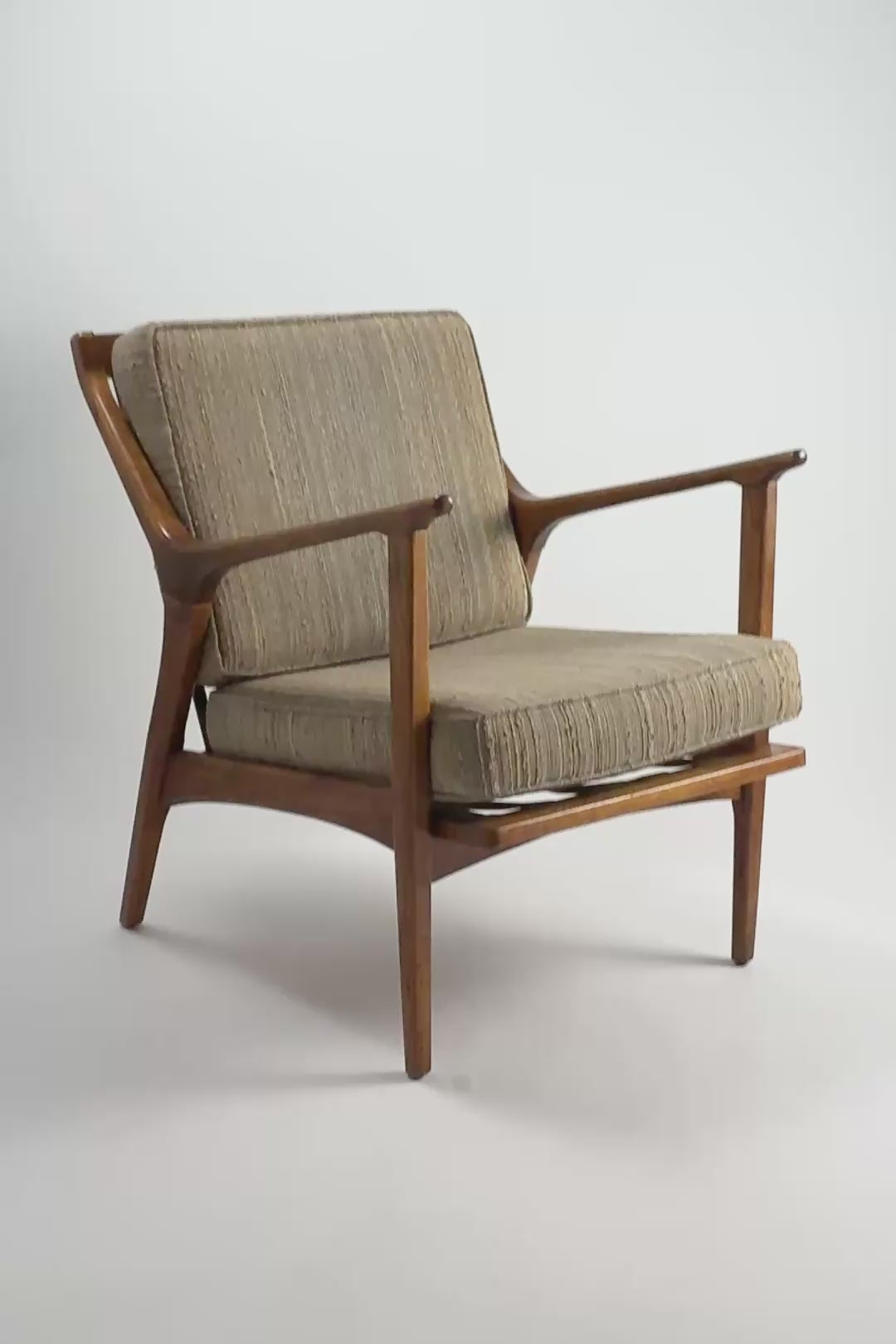 Load video: Wooden Arm Fabric Chair / 木製アームファブリックチェア